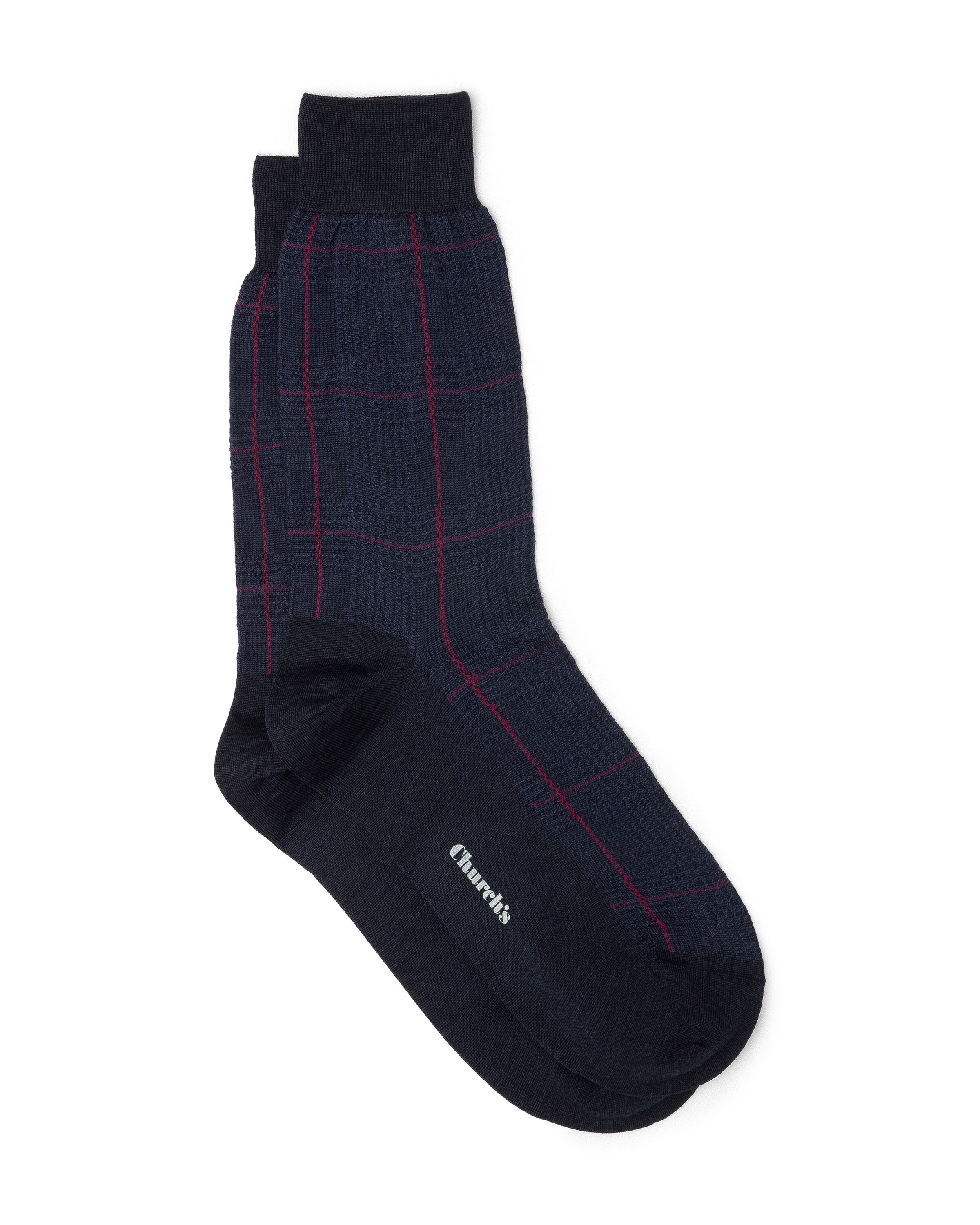 Church Prince Of Wales Wool Socks, Man, Blue/red, Size 13