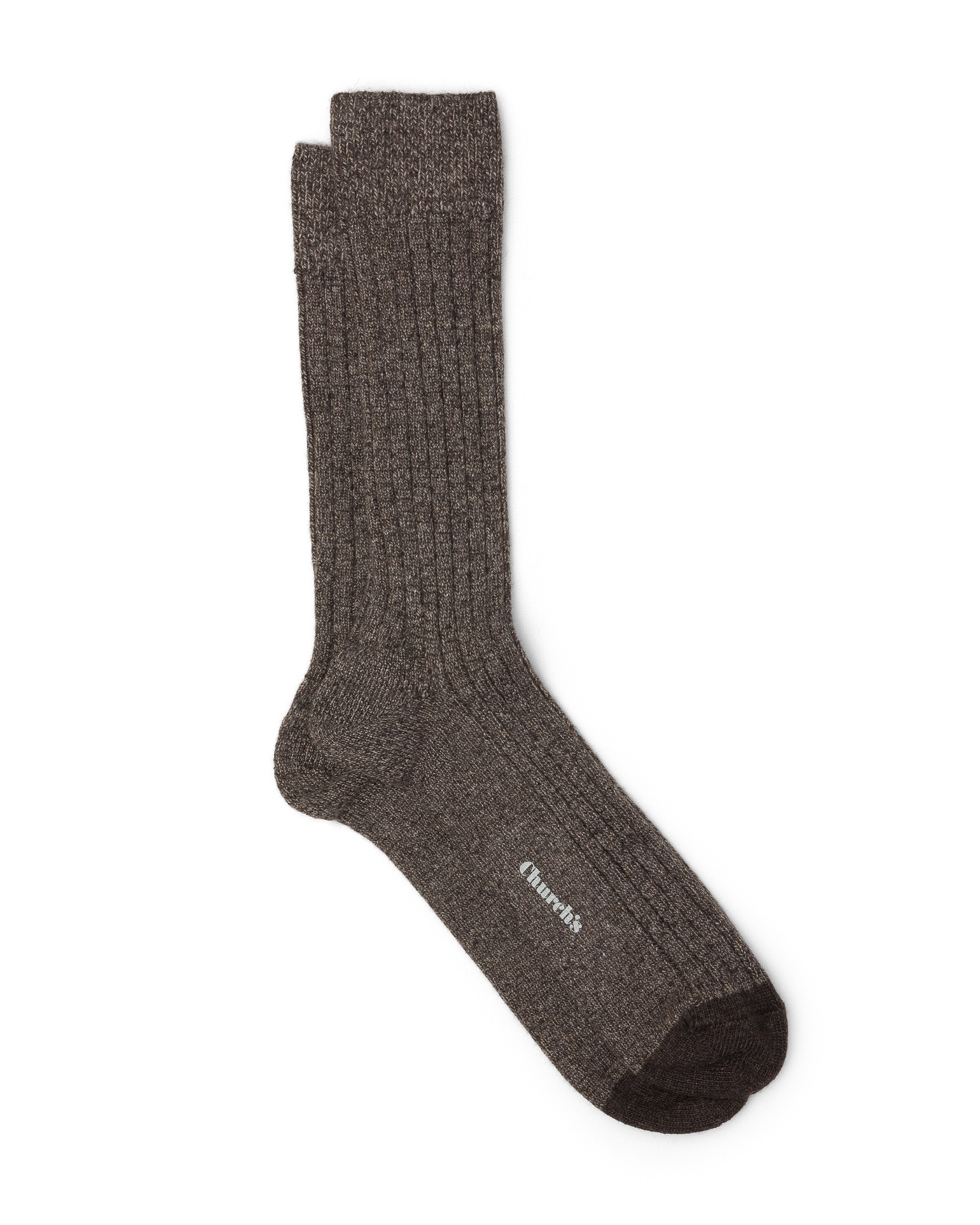 Church Ribbed Socks With Cashmere, Man, Beige/dark Brown