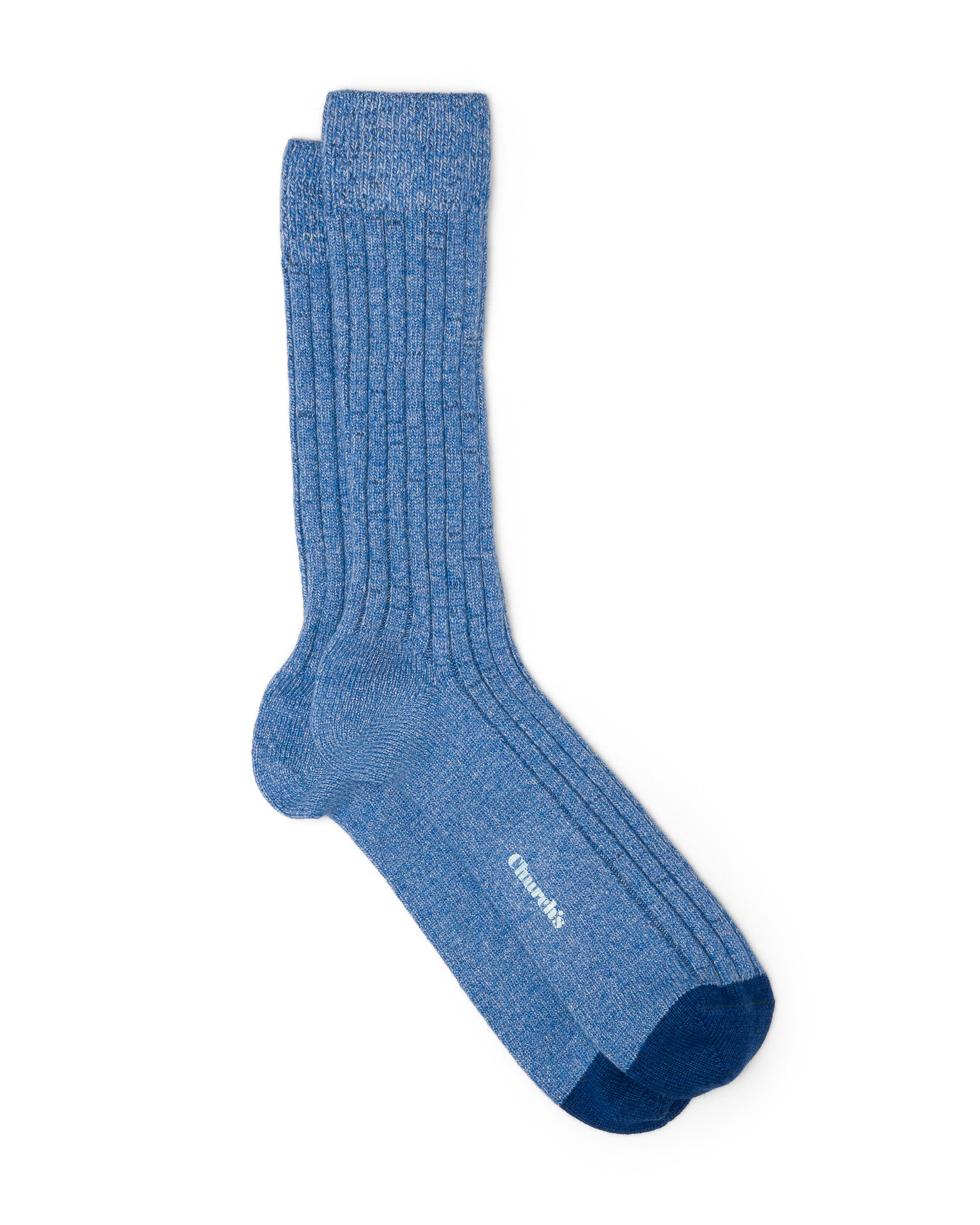 Church Ribbed Socks With Cashmere, Man, Light Blue/cornflower Blue