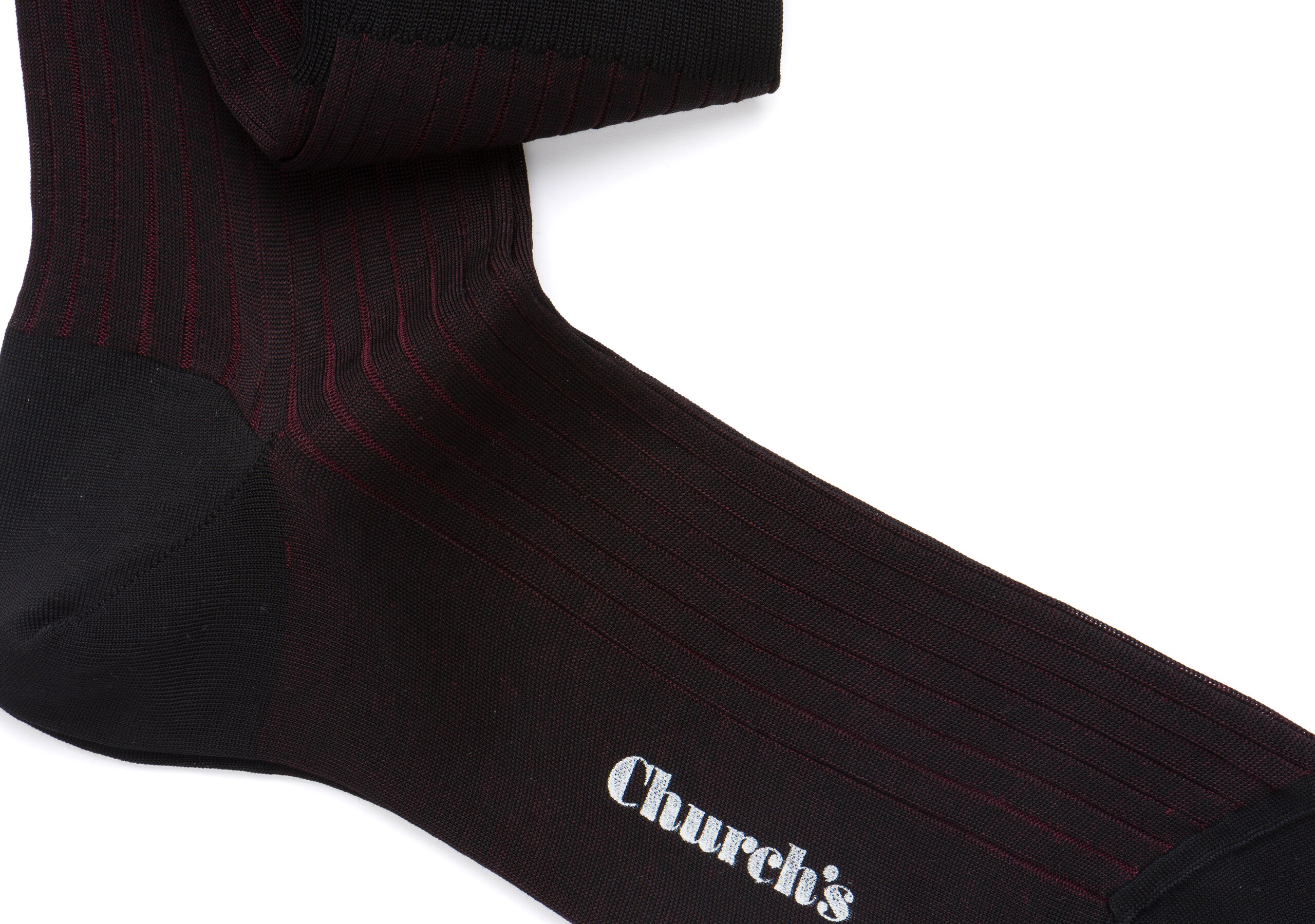 Contrast ribbed long socks Church's Longues en coton côtelé Noir