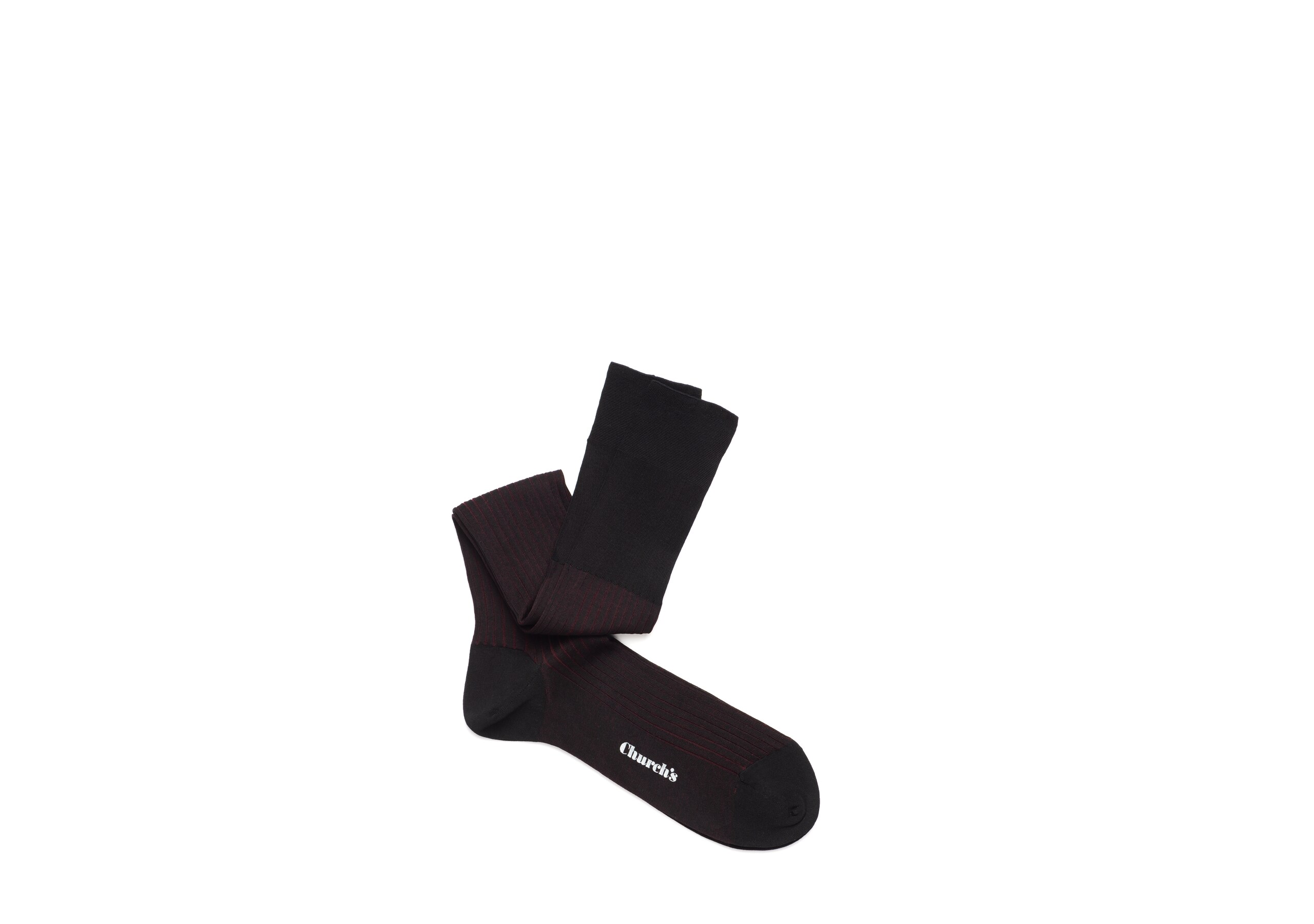 Contrast ribbed long socks Church's Longues en coton côtelé Noir