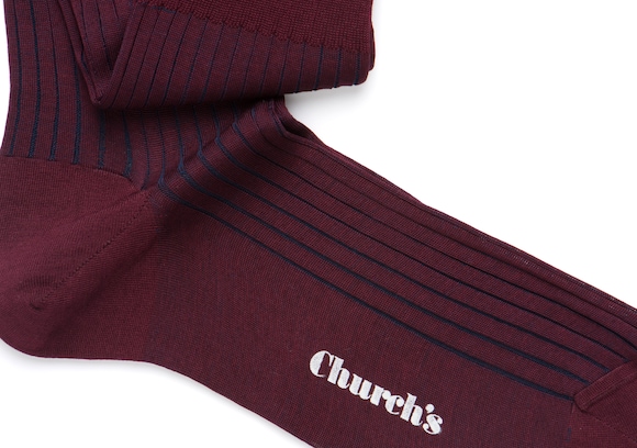 Church's Contrast ribbed long socks Cotton Ribbed Long Burgundy