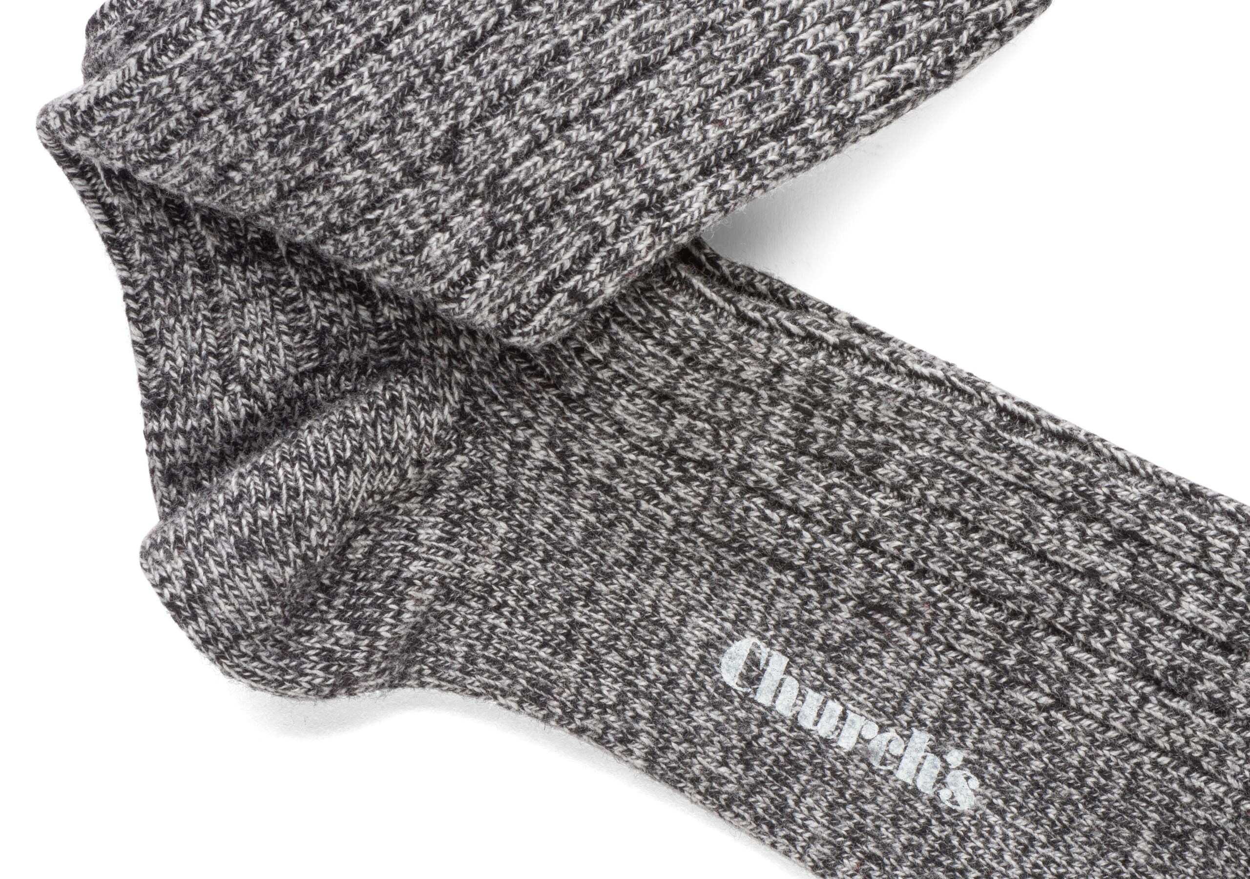 Plain cashmere Church's Ribbed Short Socks Grey