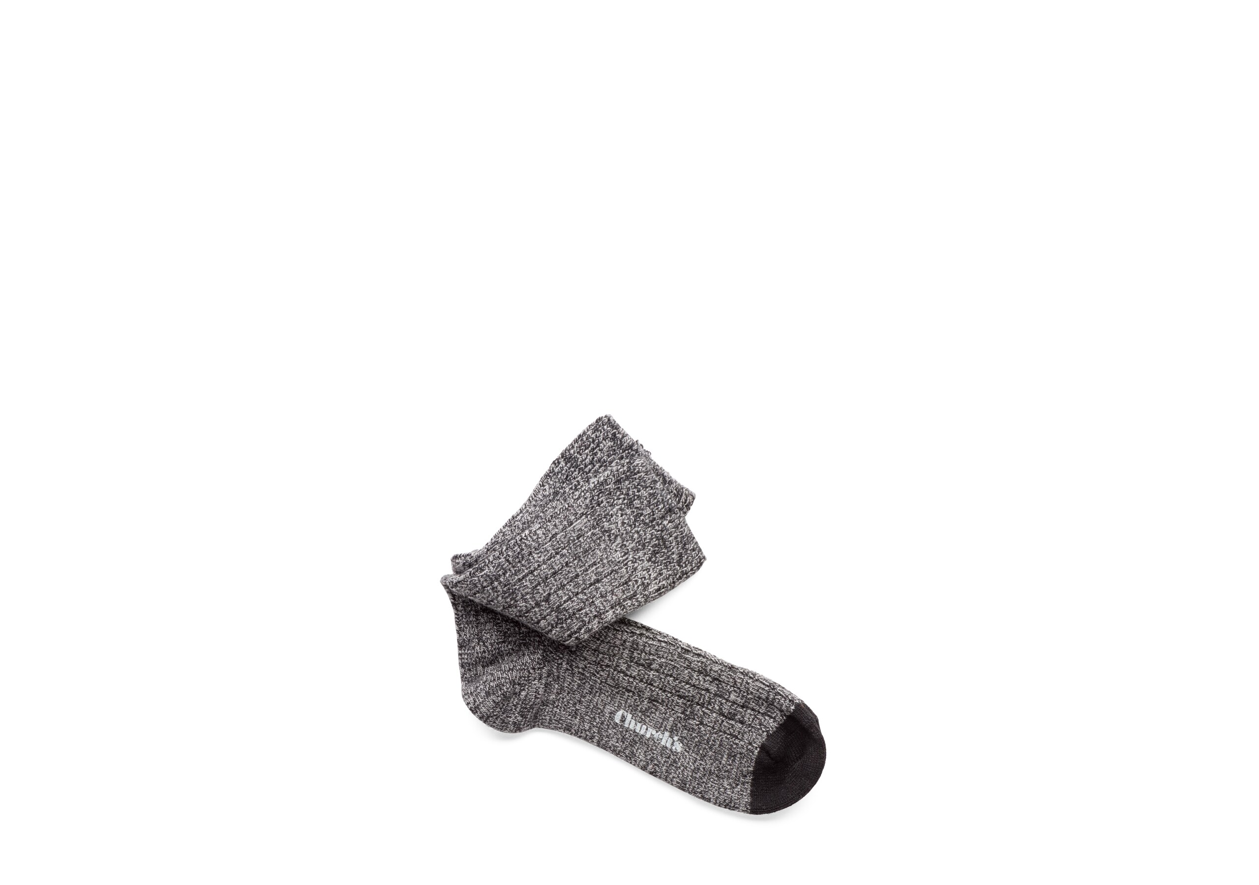 Plain cashmere Church's Ribbed Short Socks Grey