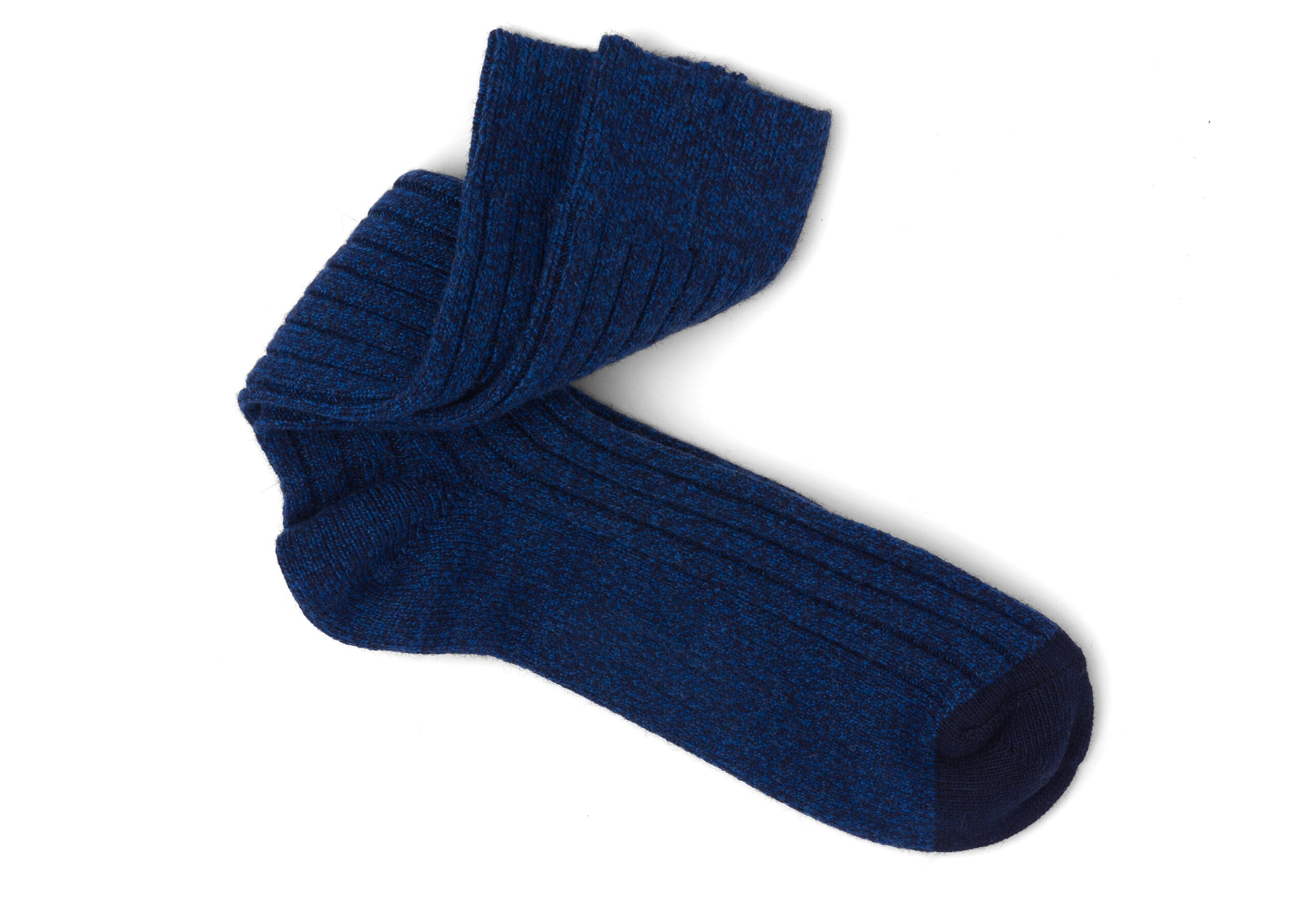 Plain cashmere Church's Ribbed Short Socks Blue