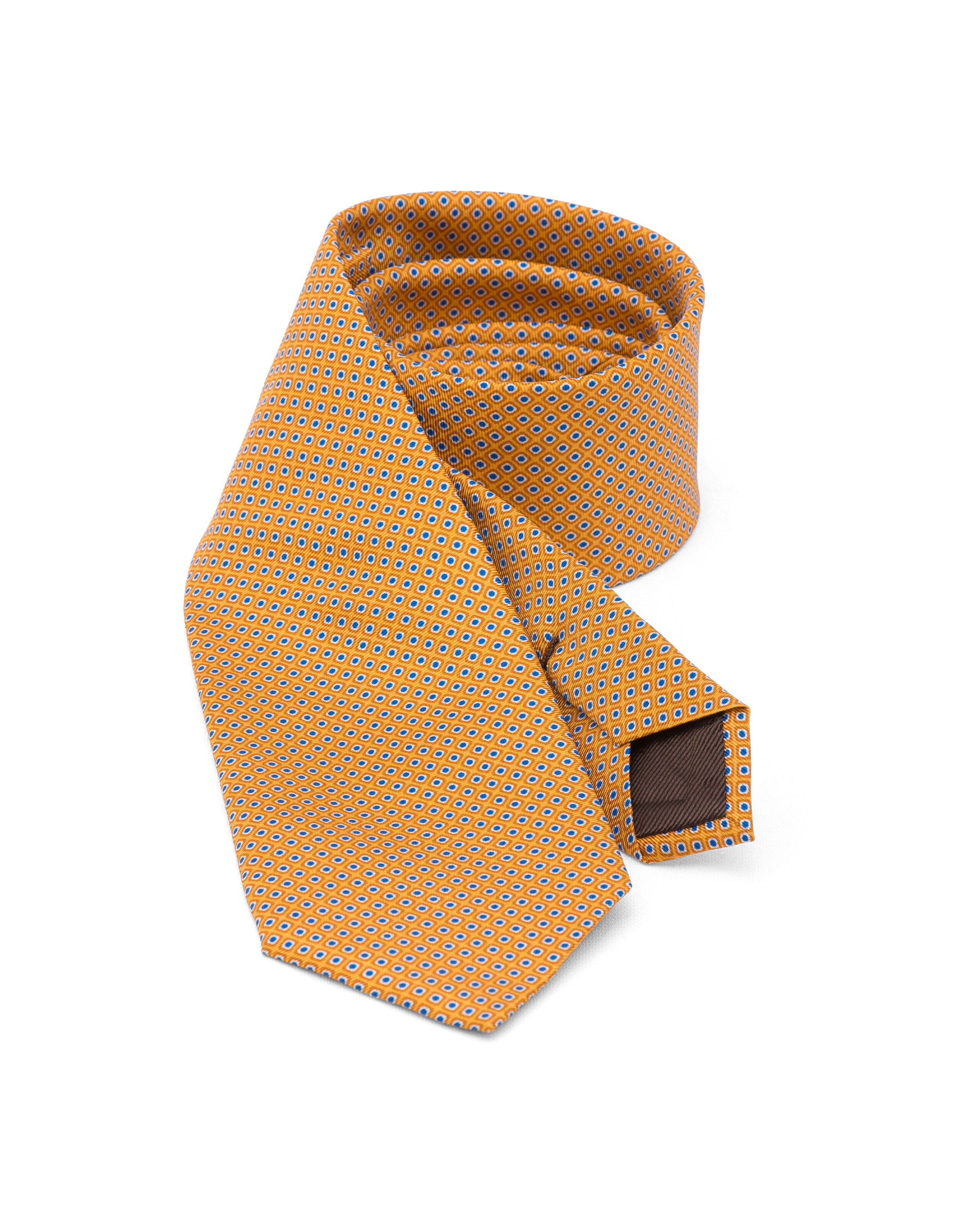 Rhombus print tie Church's Sergé de soie imprimé Jaune