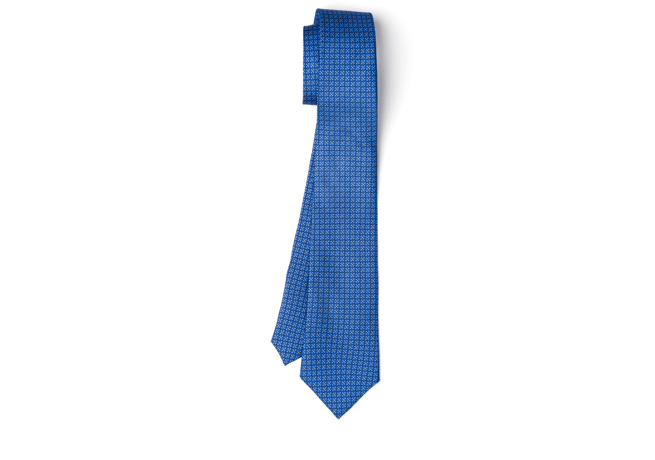Chain print tie Church's Sergé de soie imprimé Bleu