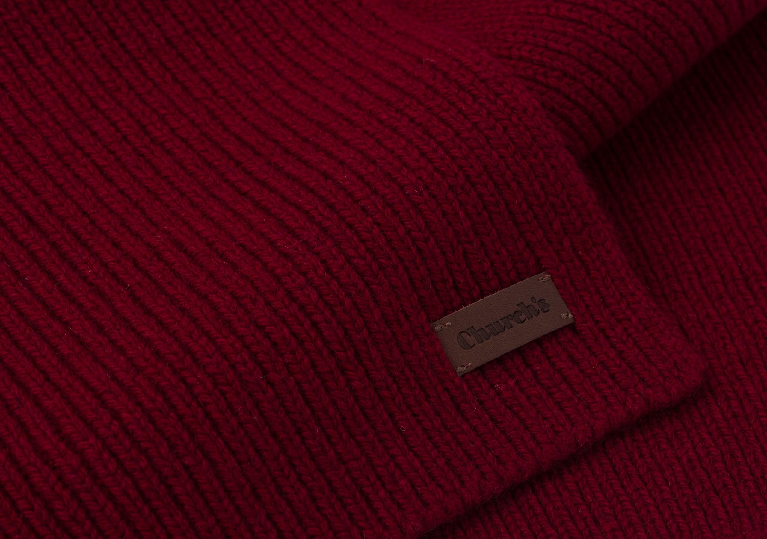 Scarf ribbed Church's virgin wool Burgundy