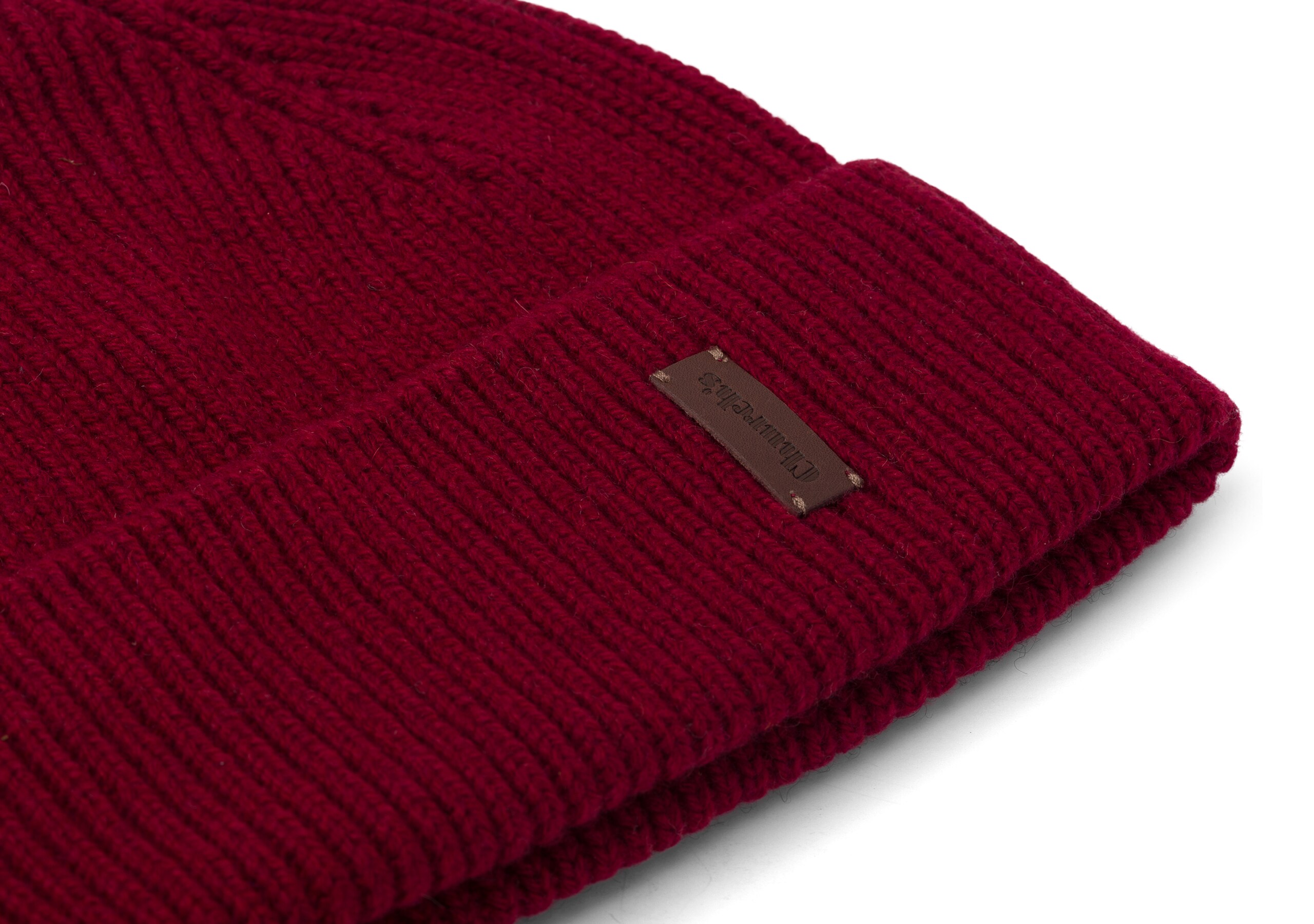 Beanie hat ribbed Church's Virgin Wool Burgundy