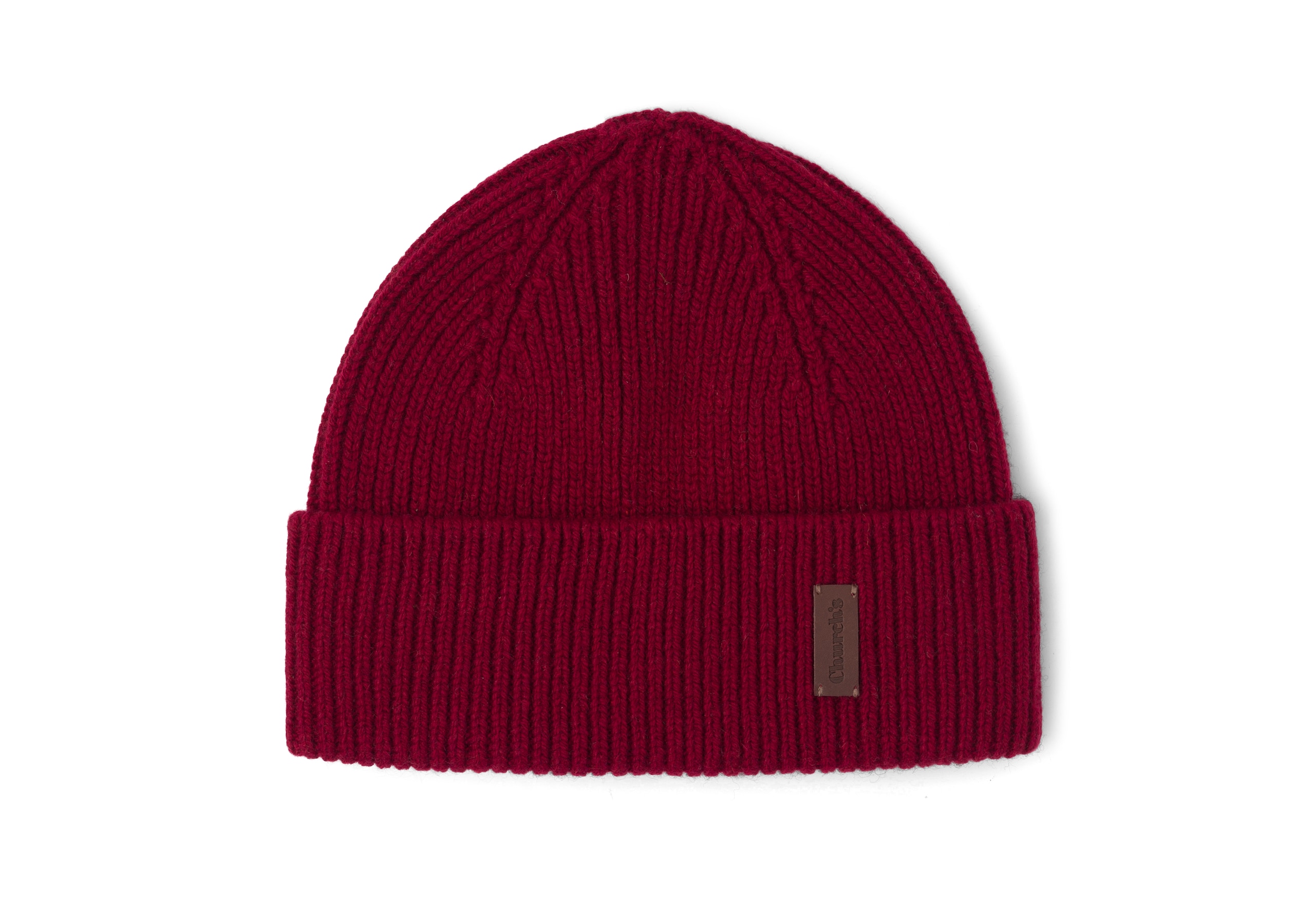 Beanie hat ribbed Church's Virgin Wool Burgundy
