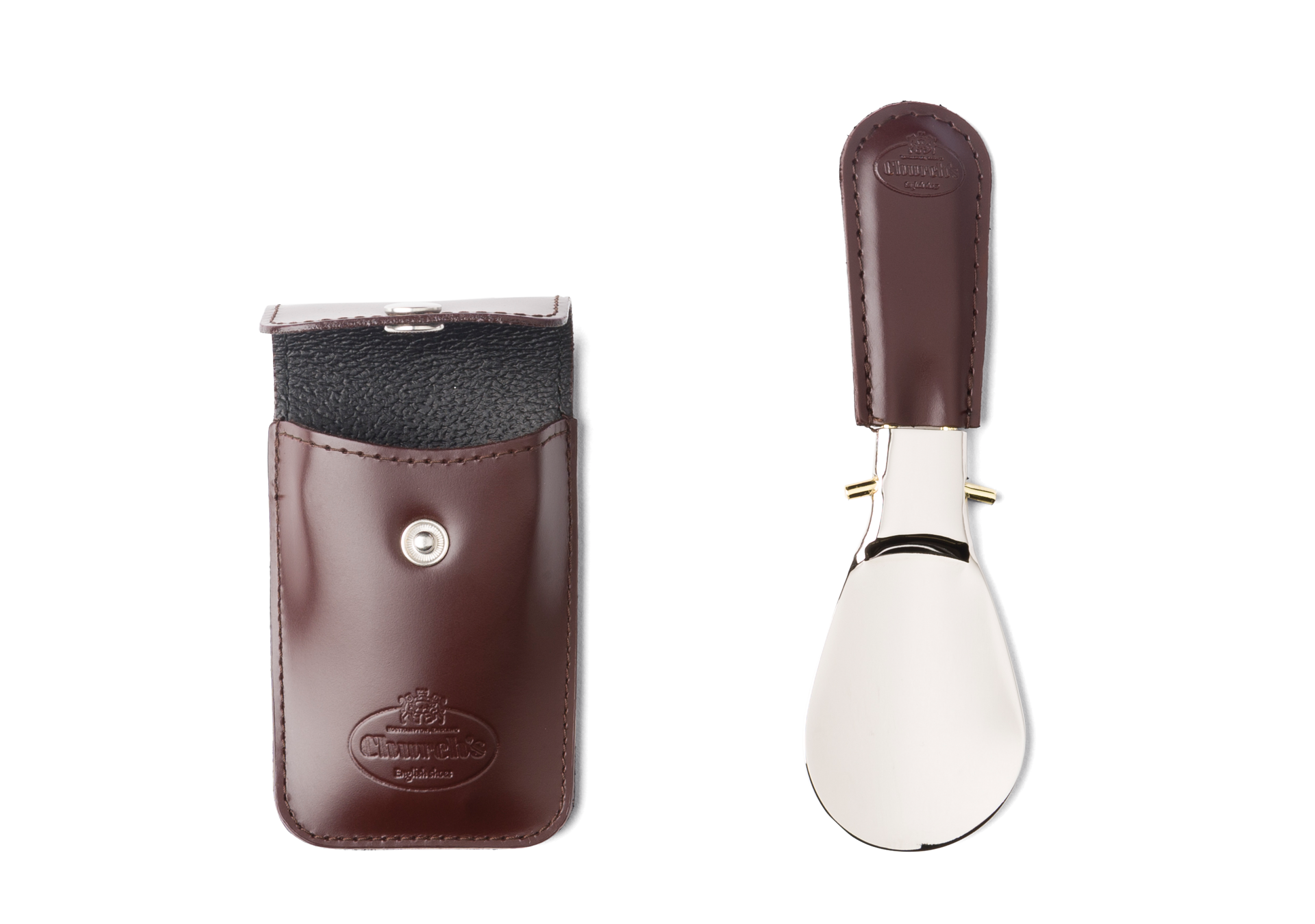 Travel shoe horn Folding Shoe Horn with Pouch Brown Church's