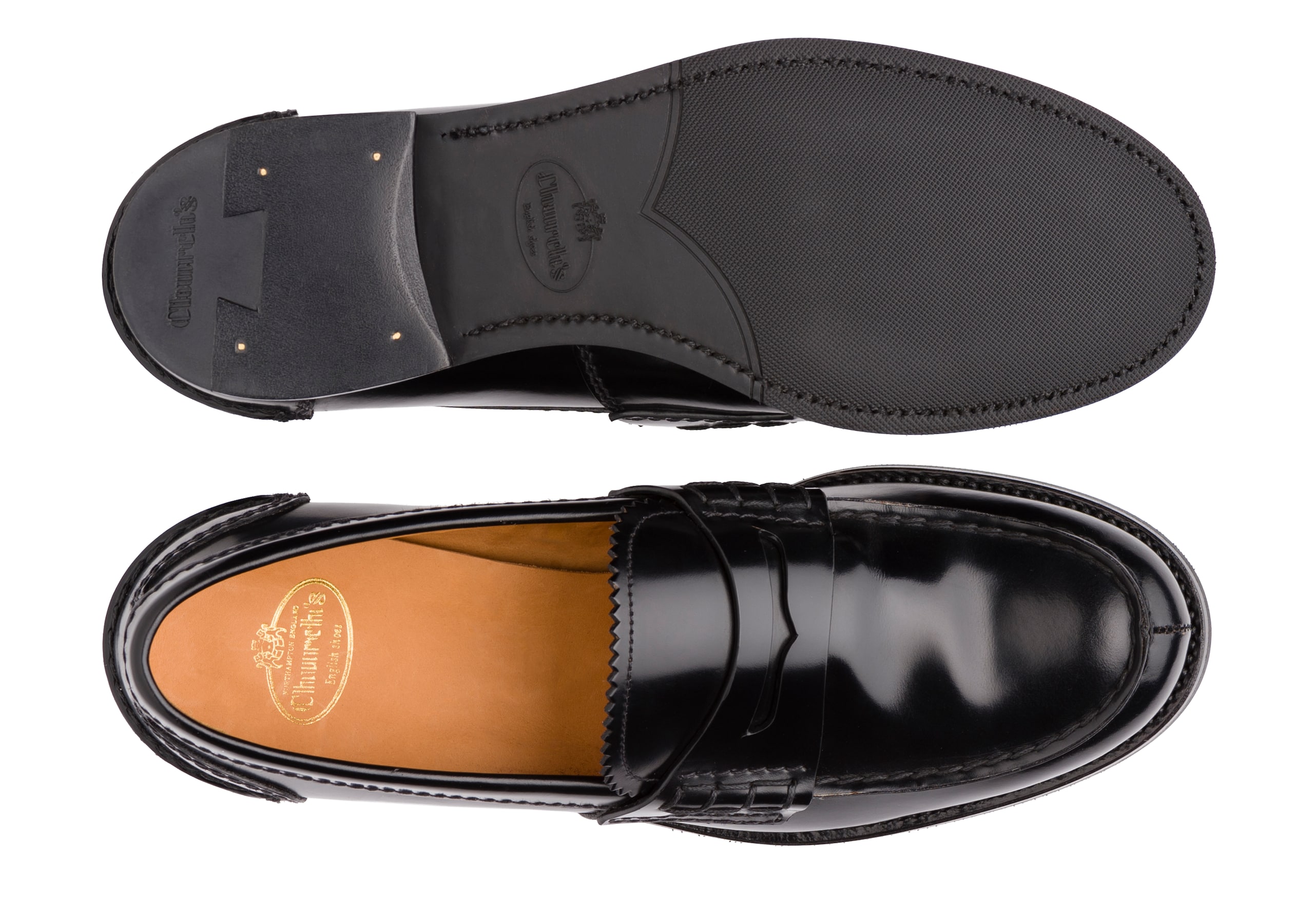 Pembrey 2w Church's Mocassin, Effet Fumé, Poli Noir