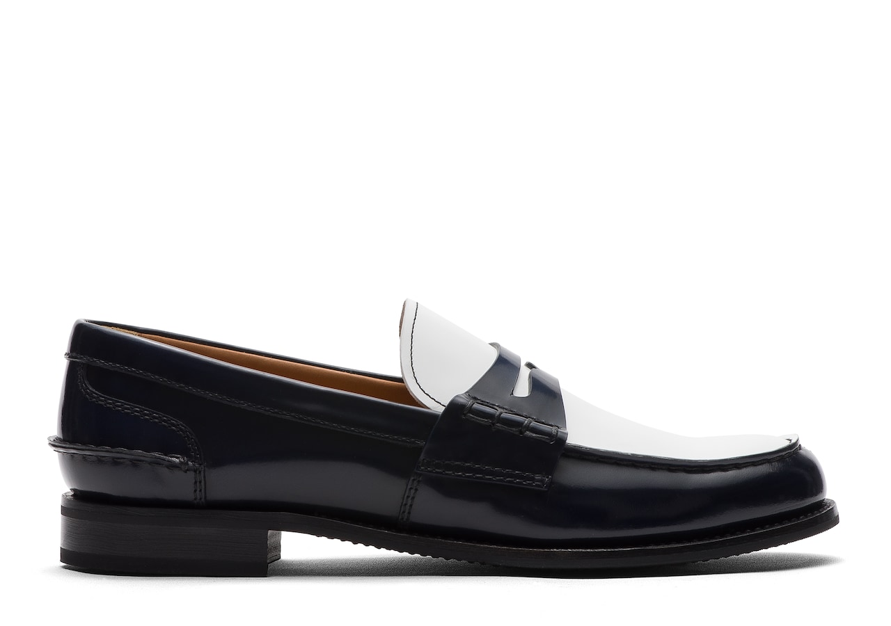 Women s Fum Brushed Calfskin Bicolor Loafer Blue Church s