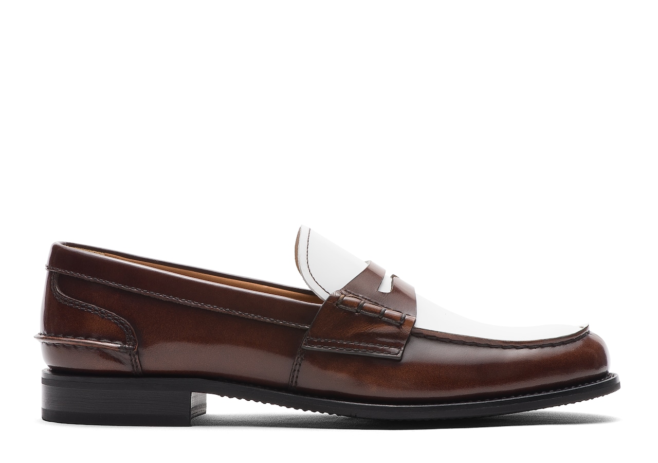 Women s Fum Brushed Calfskin Bicolor Loafer Brown Church s