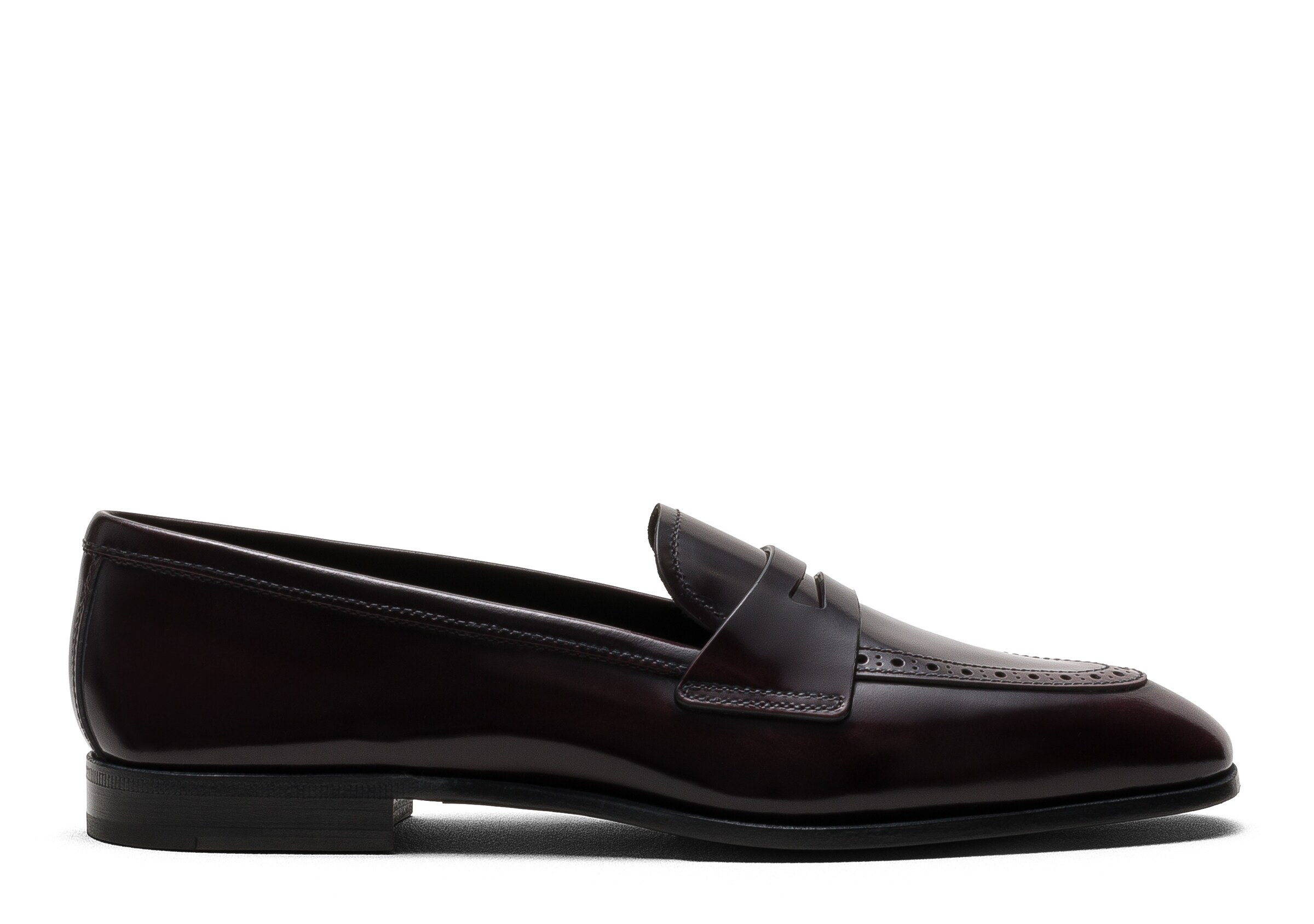Church Polished Fumé Leather Loafer, Woman, Burgundy, Size 39