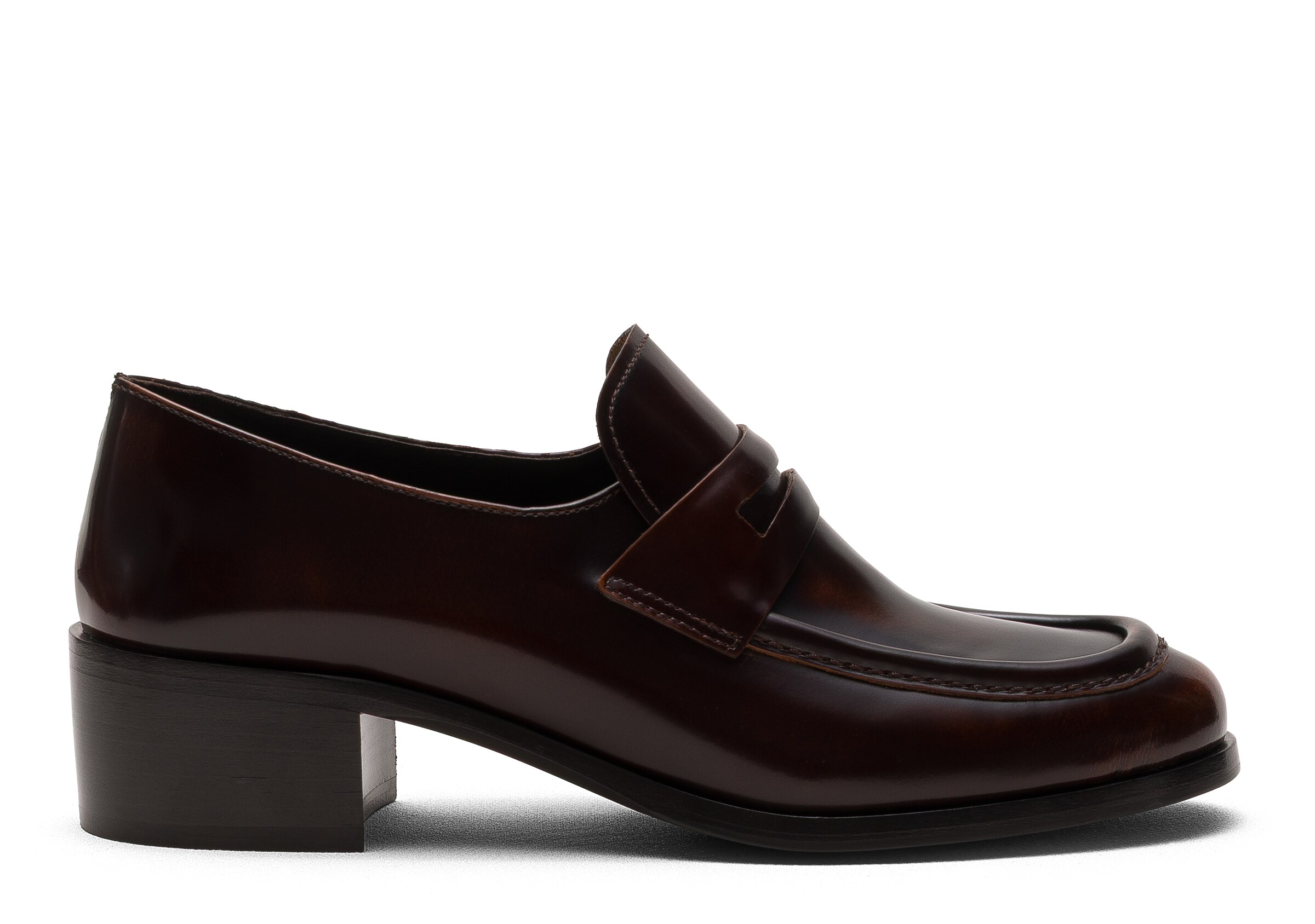 Church Polished Fumé Leather Loafer, Woman, Tabac, Size 37