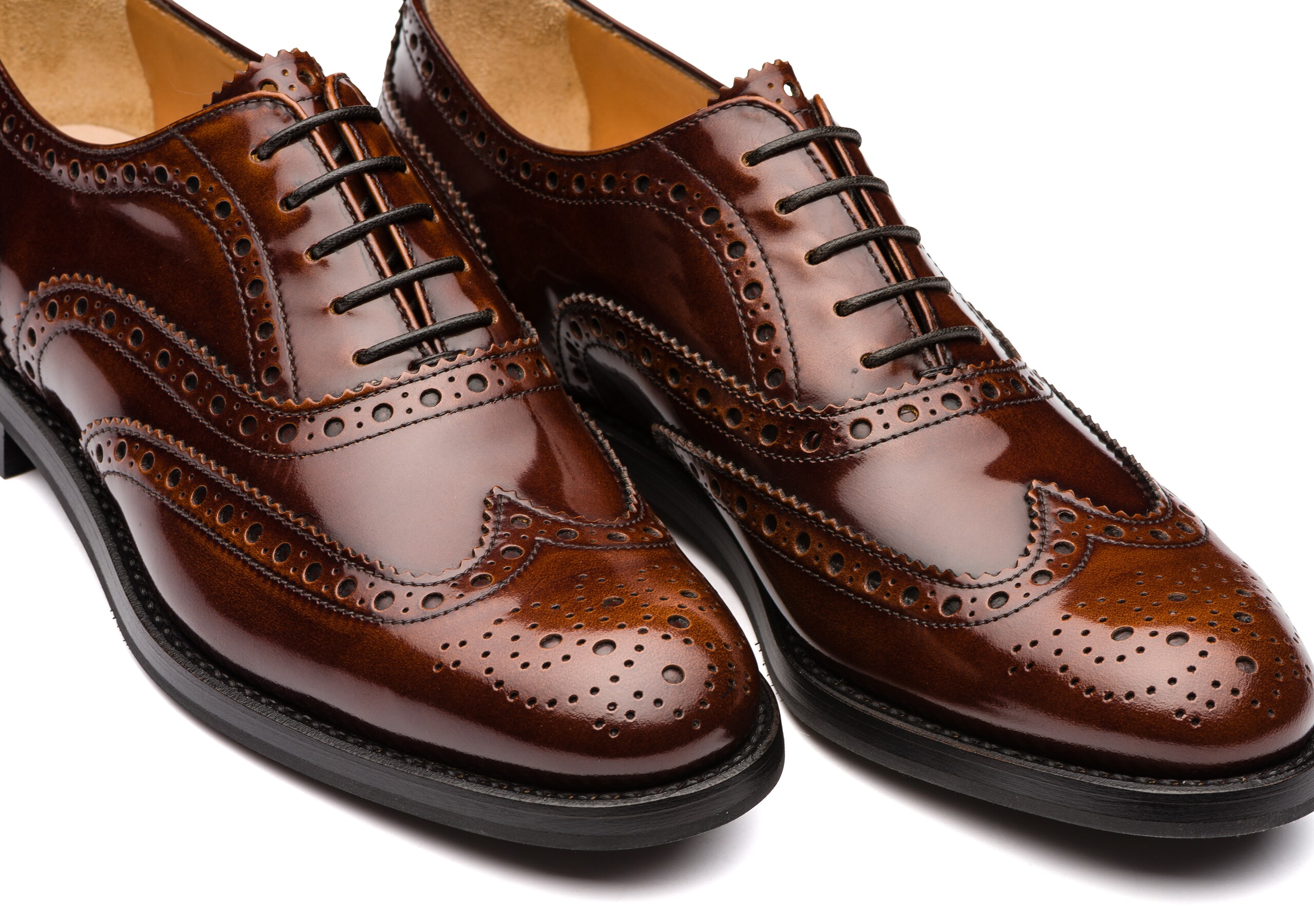 Burwood wg Church's Richelieu Oxford, Effet Fumé, Poli Marron