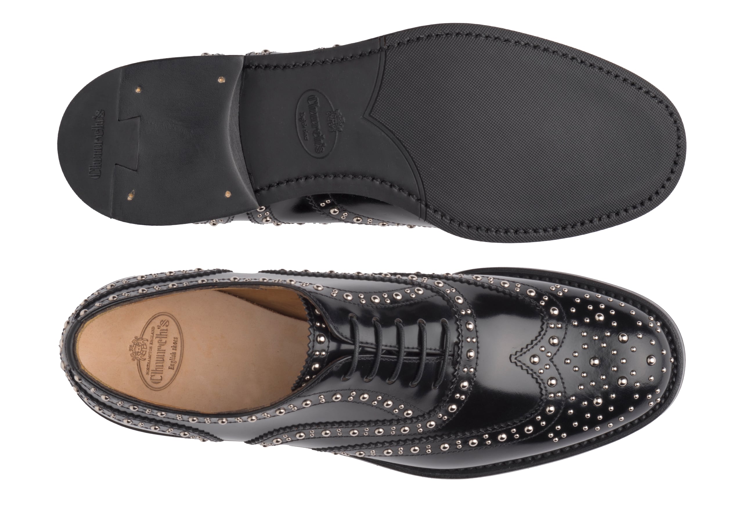 Burwood met. Church's Polished Binder Oxford Brogue Stud Black
