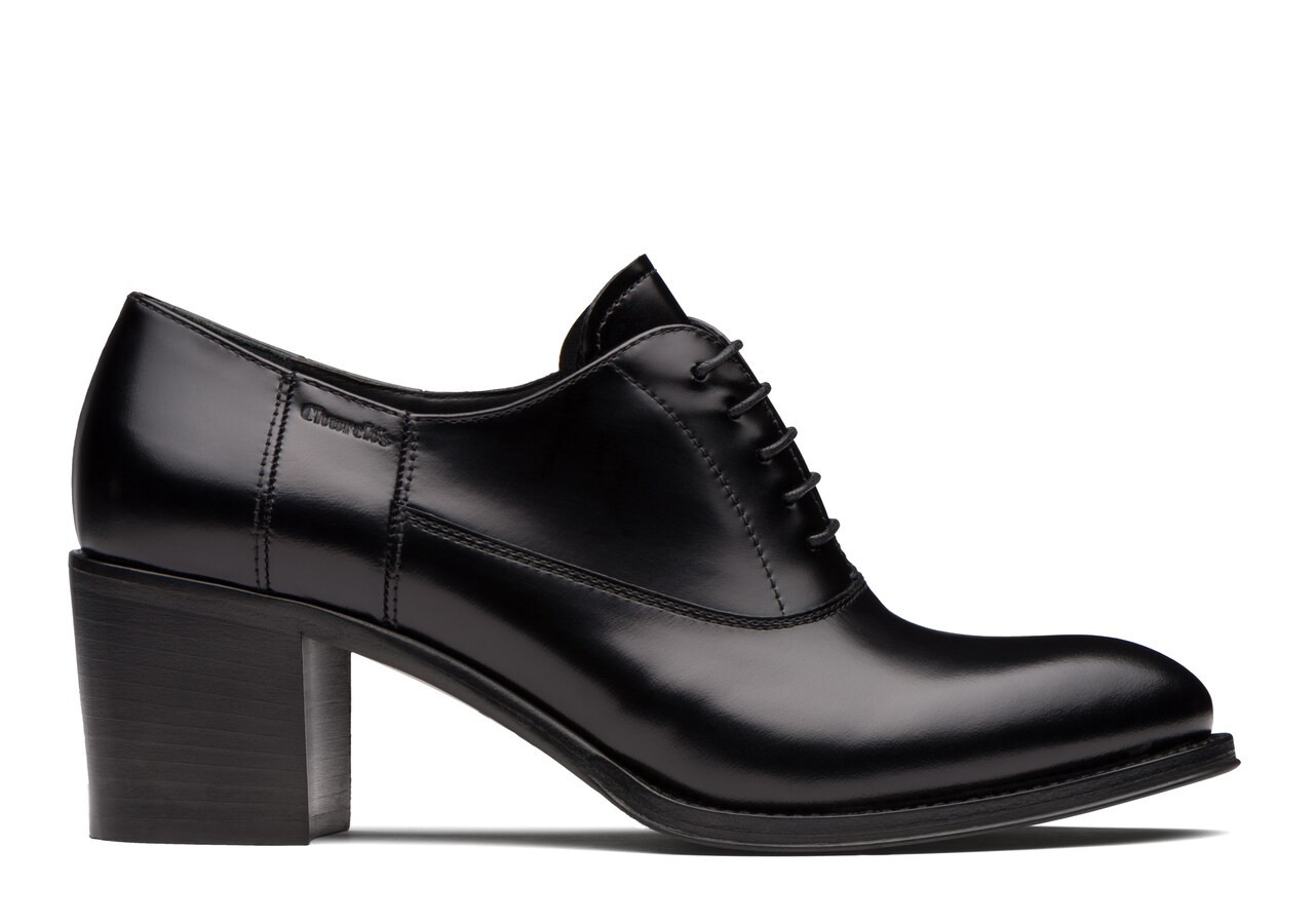 Carrie 55 Polished Fume Heeled Oxford Black Church S