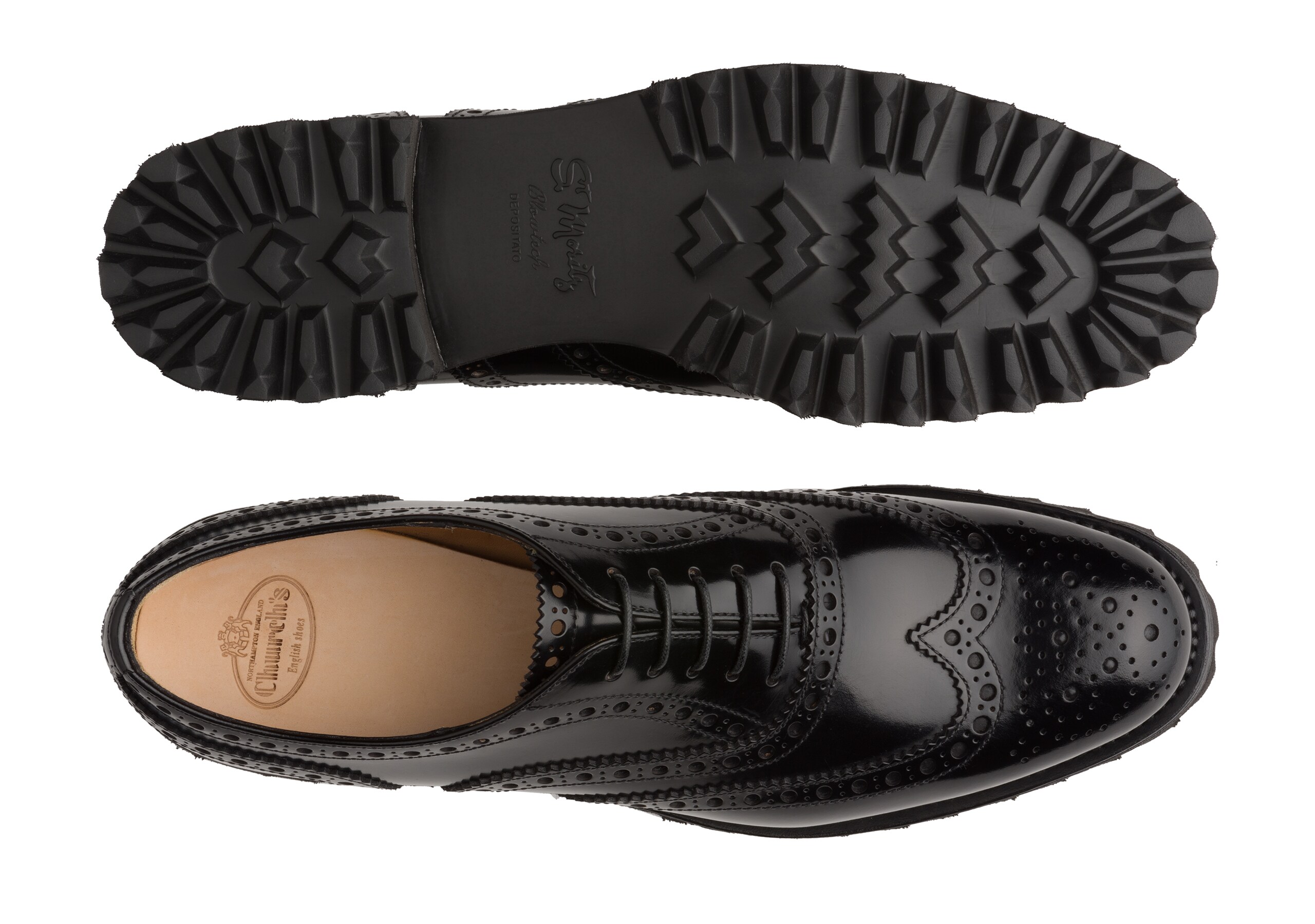 Carla Church's Polished Binder Oxford Brogue Black
