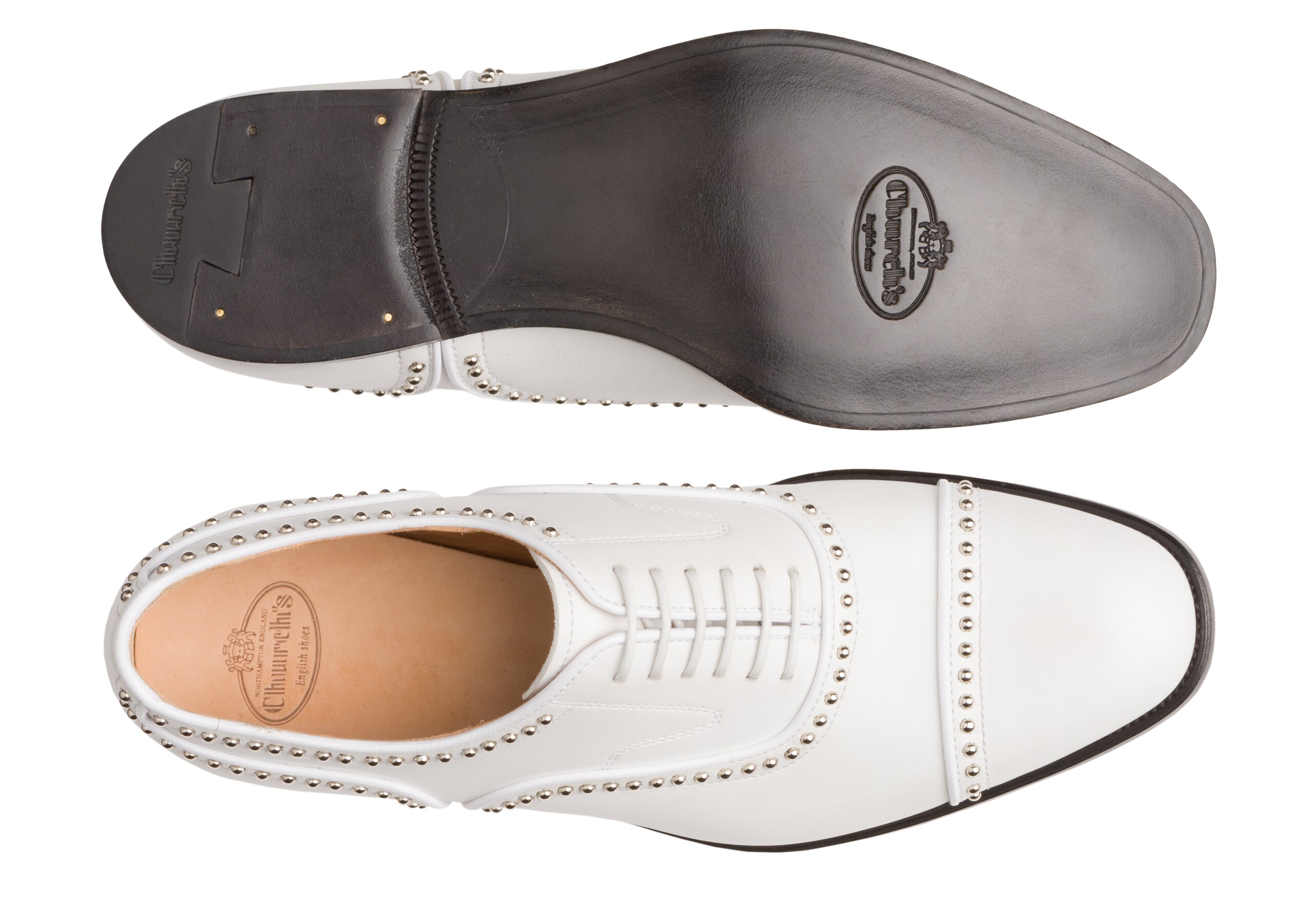 Anna met. 2 Church's Polished Binder Oxford Stud White