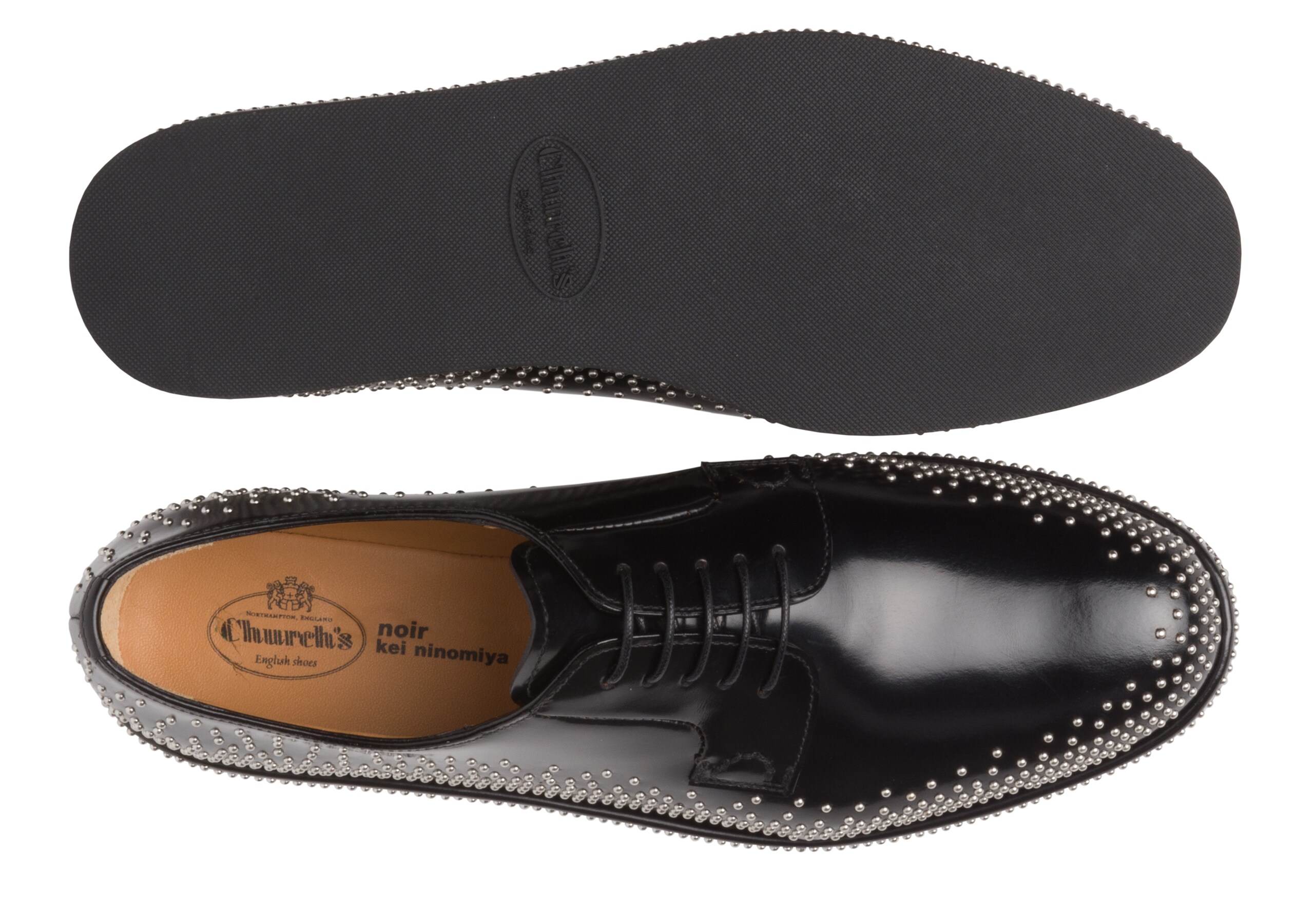 Shannon kei Derby in pelle di vitello spazzolata con plateau e borchie Nero  | Church's