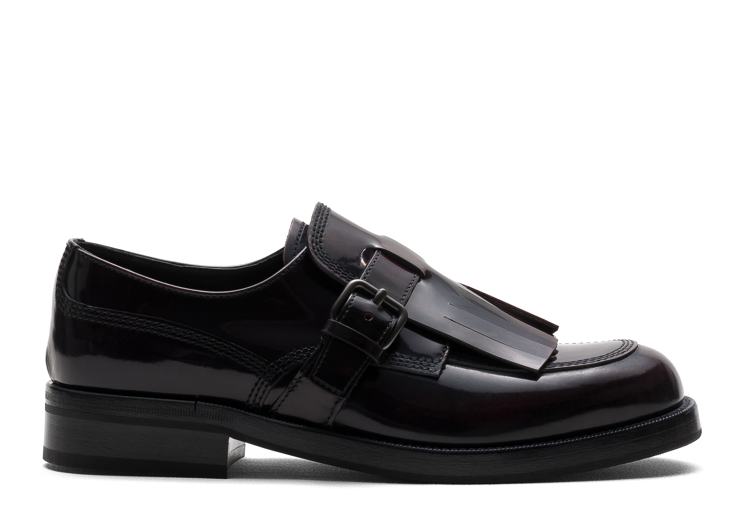 Church Polished Fumé Leather Lace-up Monk Strap, Woman, Burgundy, Size 35,5