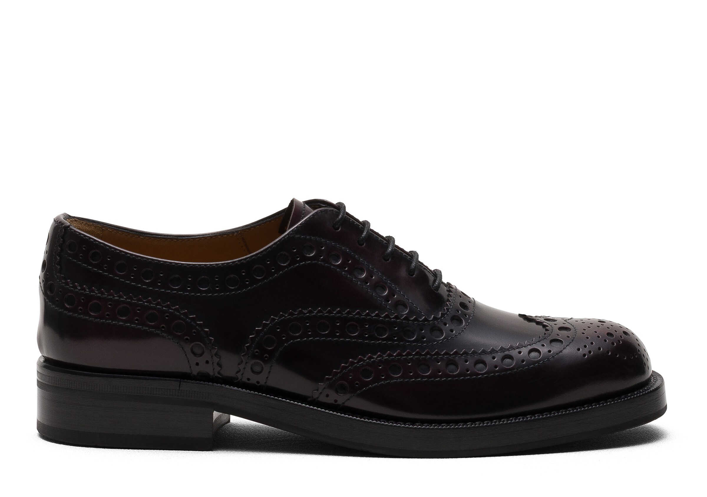 Church Polished Fumé Leather Oxford Brogue, Woman, Burgundy, Size 38,5