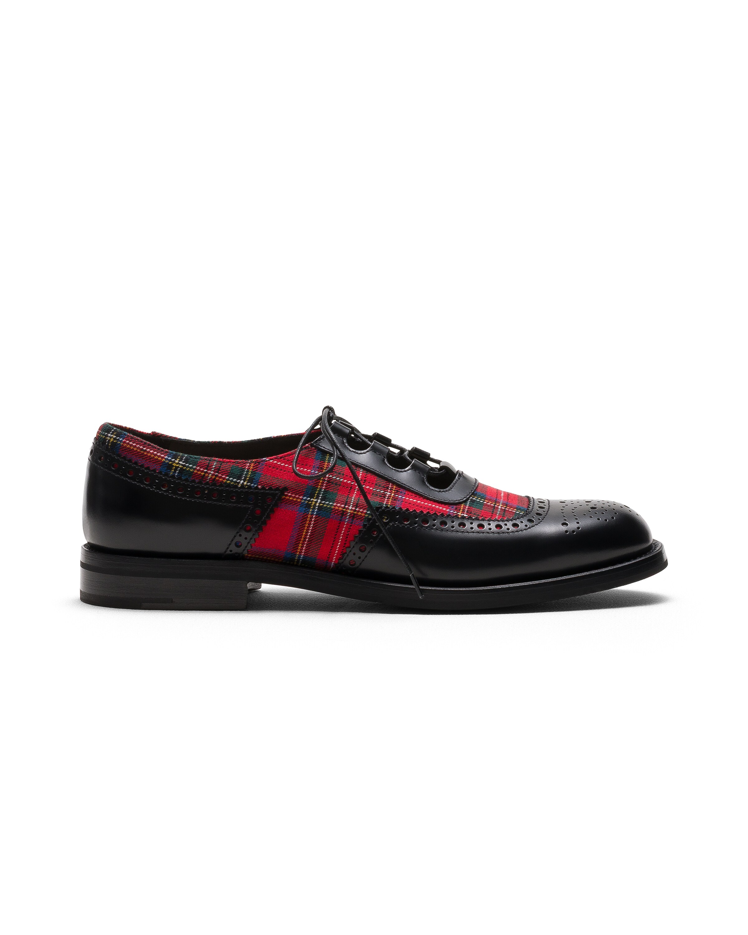 Church Polished Fumé Leather And Wool Ghillies, Woman, Black/red, Size 38