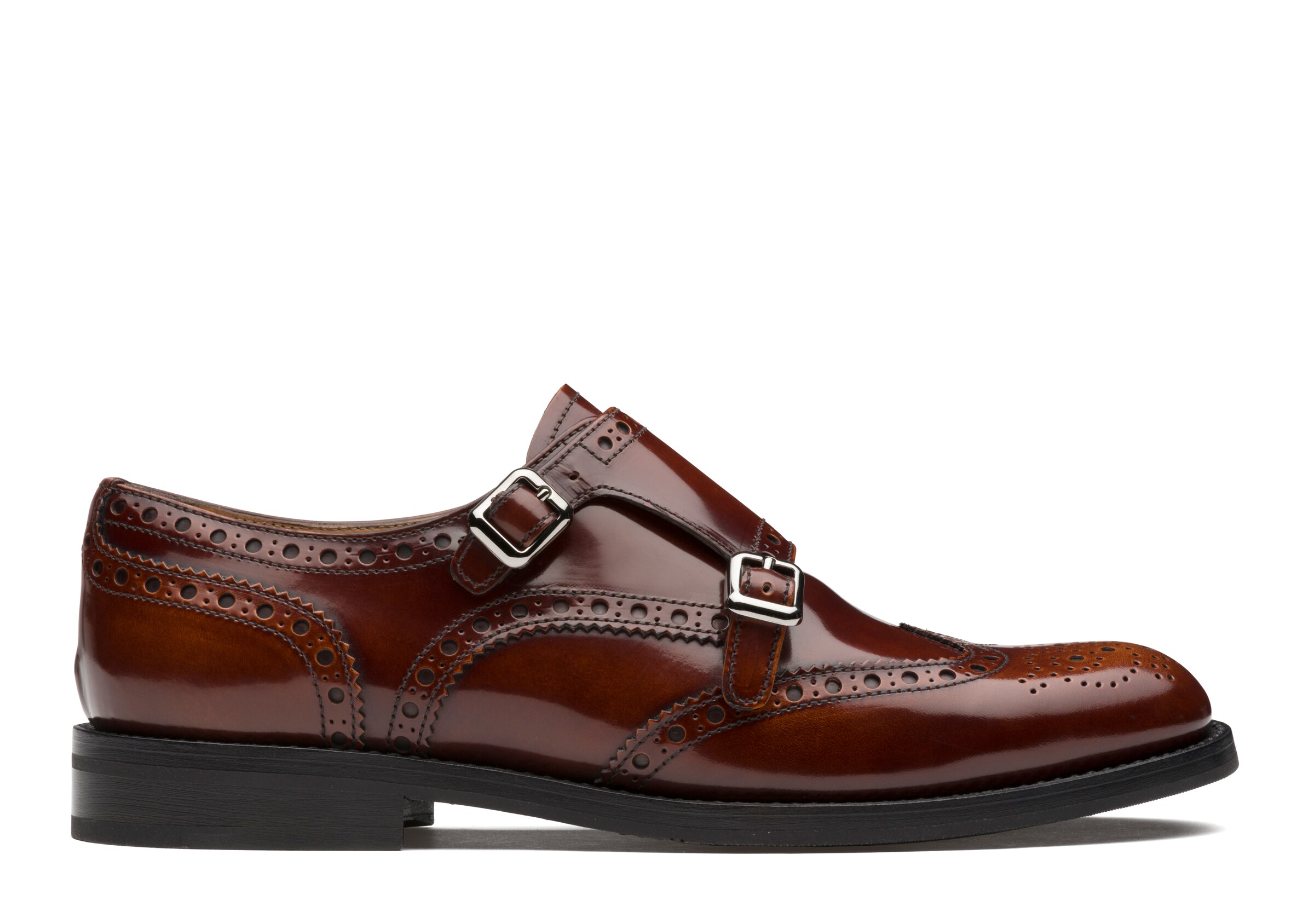 Church Polished Fumè Monk Brogue, Woman, Tabac, Size 37,5