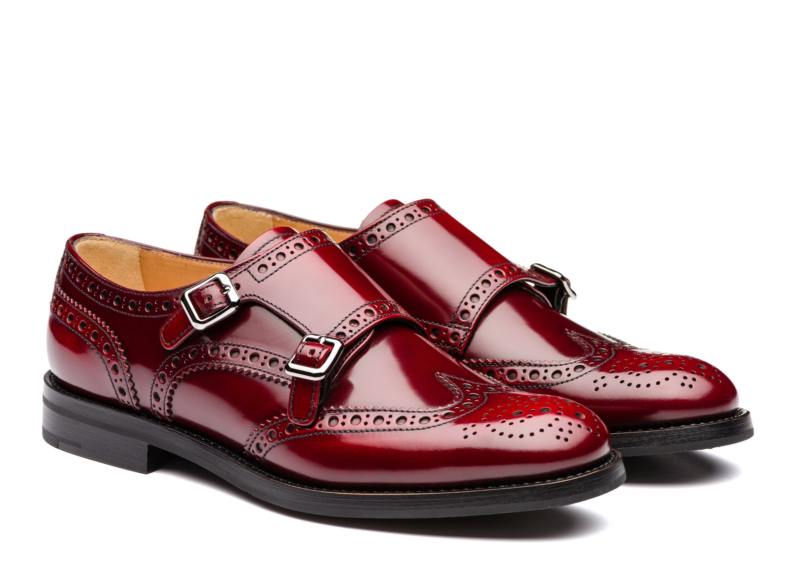 red monk strap shoes
