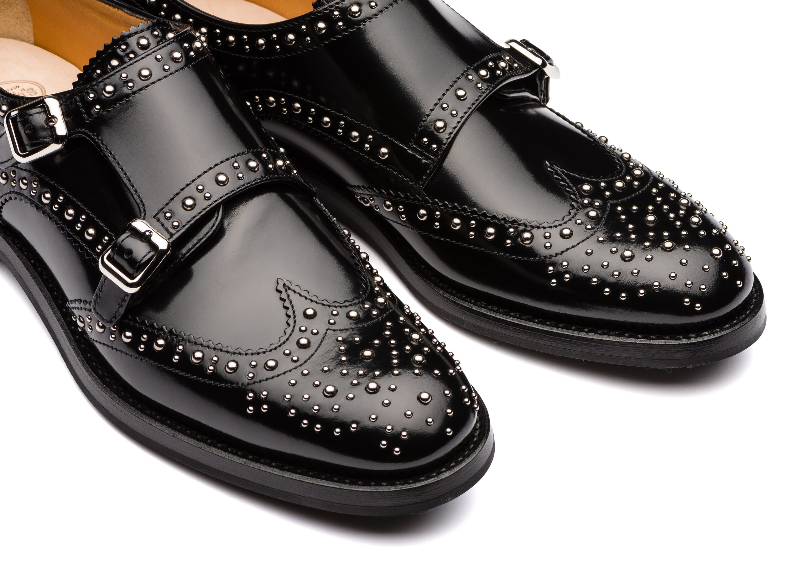 Lana met. Church's Polished Binder Monk Brogue Stud Black