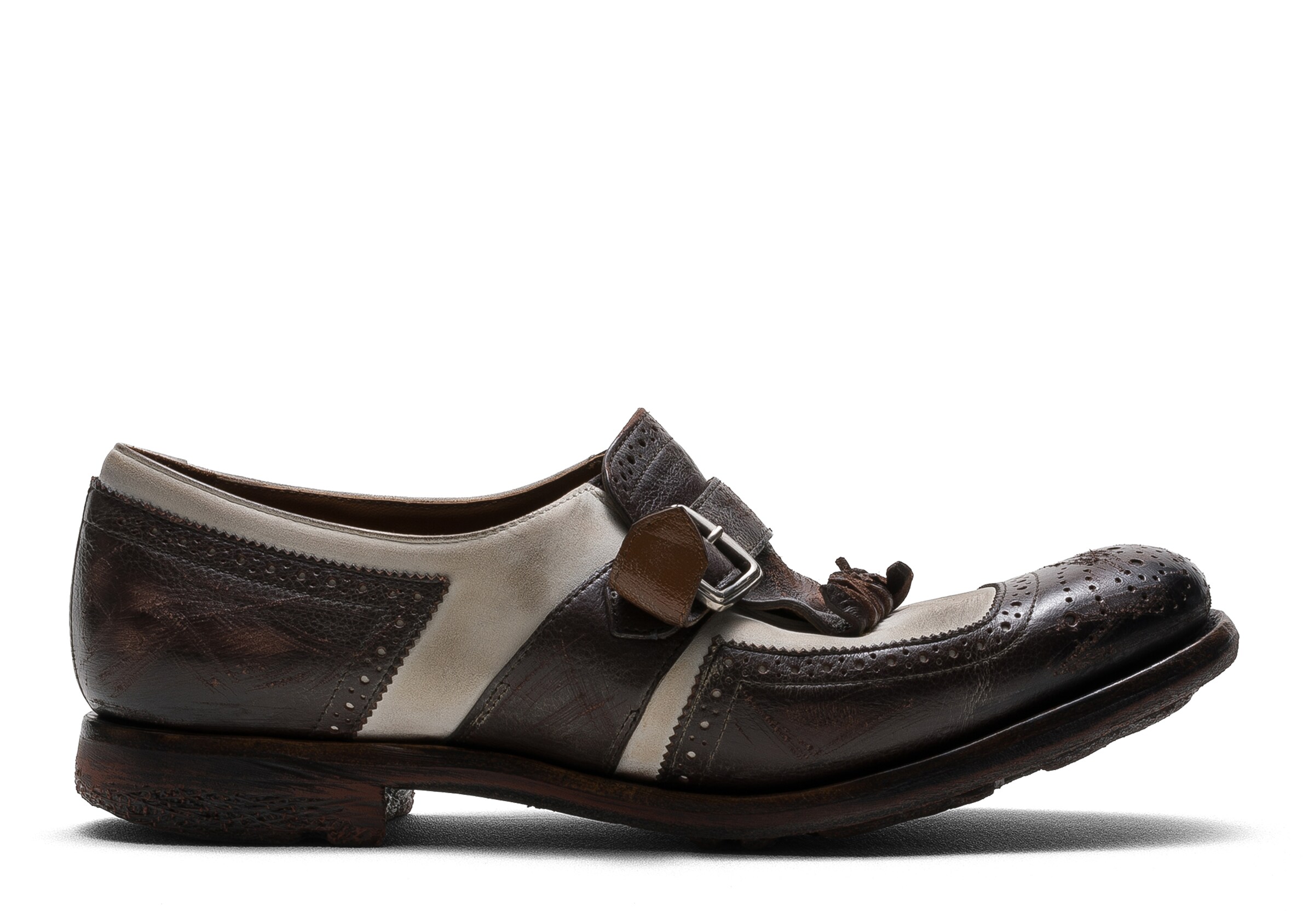 Church Glacé Calf And Nubuck Monk Strap, Woman, Ebony/white, Size 36,5