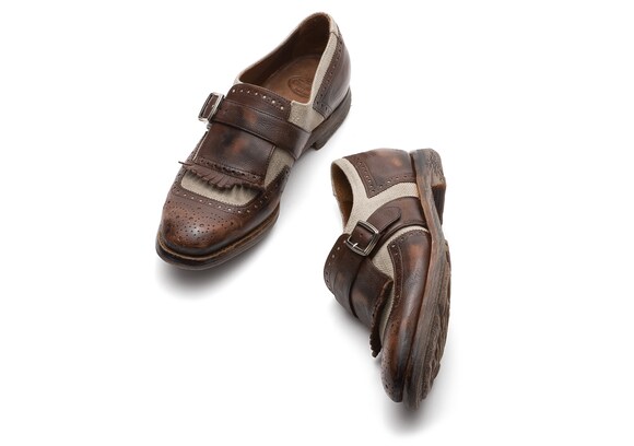 Church's Shanghai w Vintage Glacè and Linen Buckle Loafer Burnt sienna/ecru