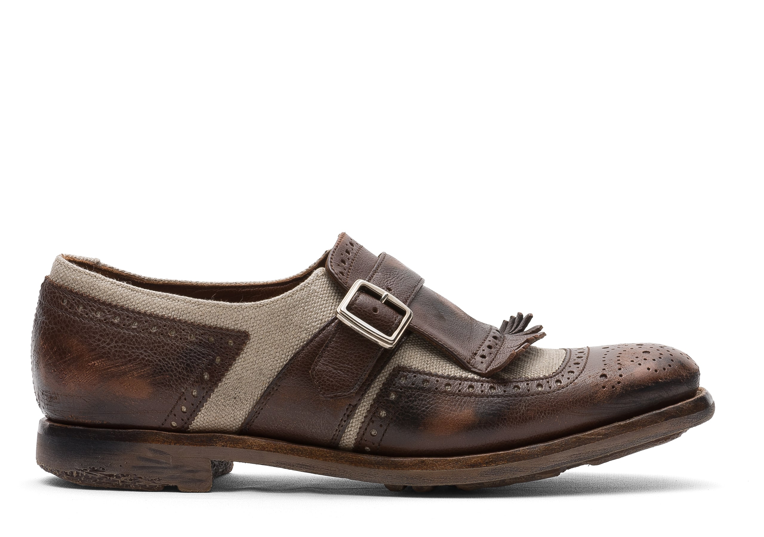 Shanghai w Church's Vintage Glacè and Linen Buckle Loafer Brown