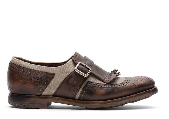 Church's Shanghai w Vintage Glacè and Linen Buckle Loafer Burnt sienna/ecru