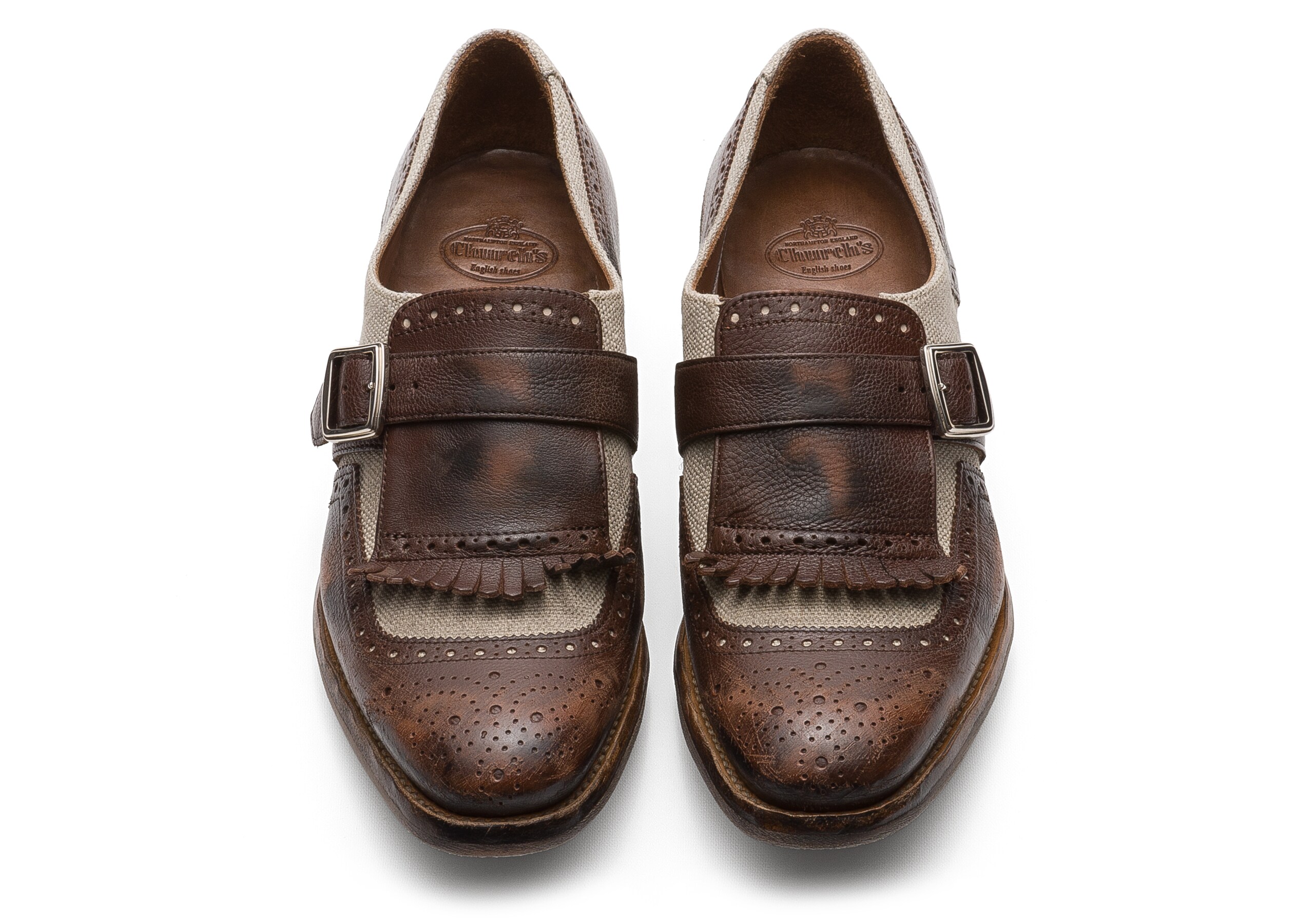 Shanghai w Church's Vintage Glacè and Linen Buckle Loafer Brown