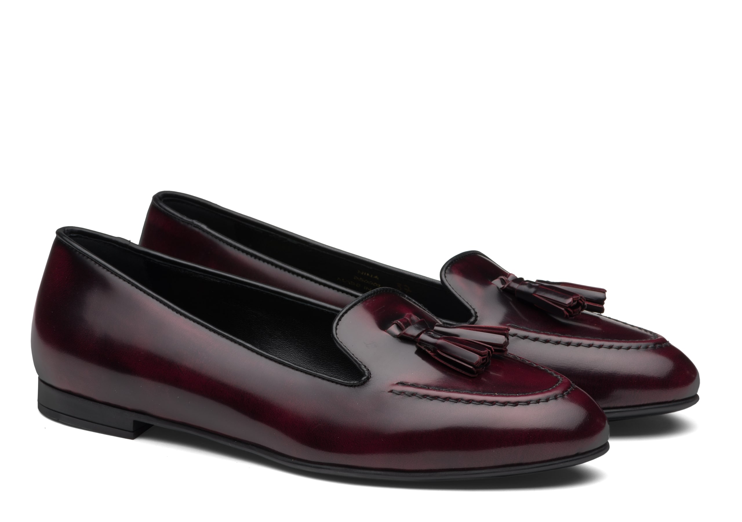 Nina ポリッシュドフュメ タッセルローファー ワインレッド Church S