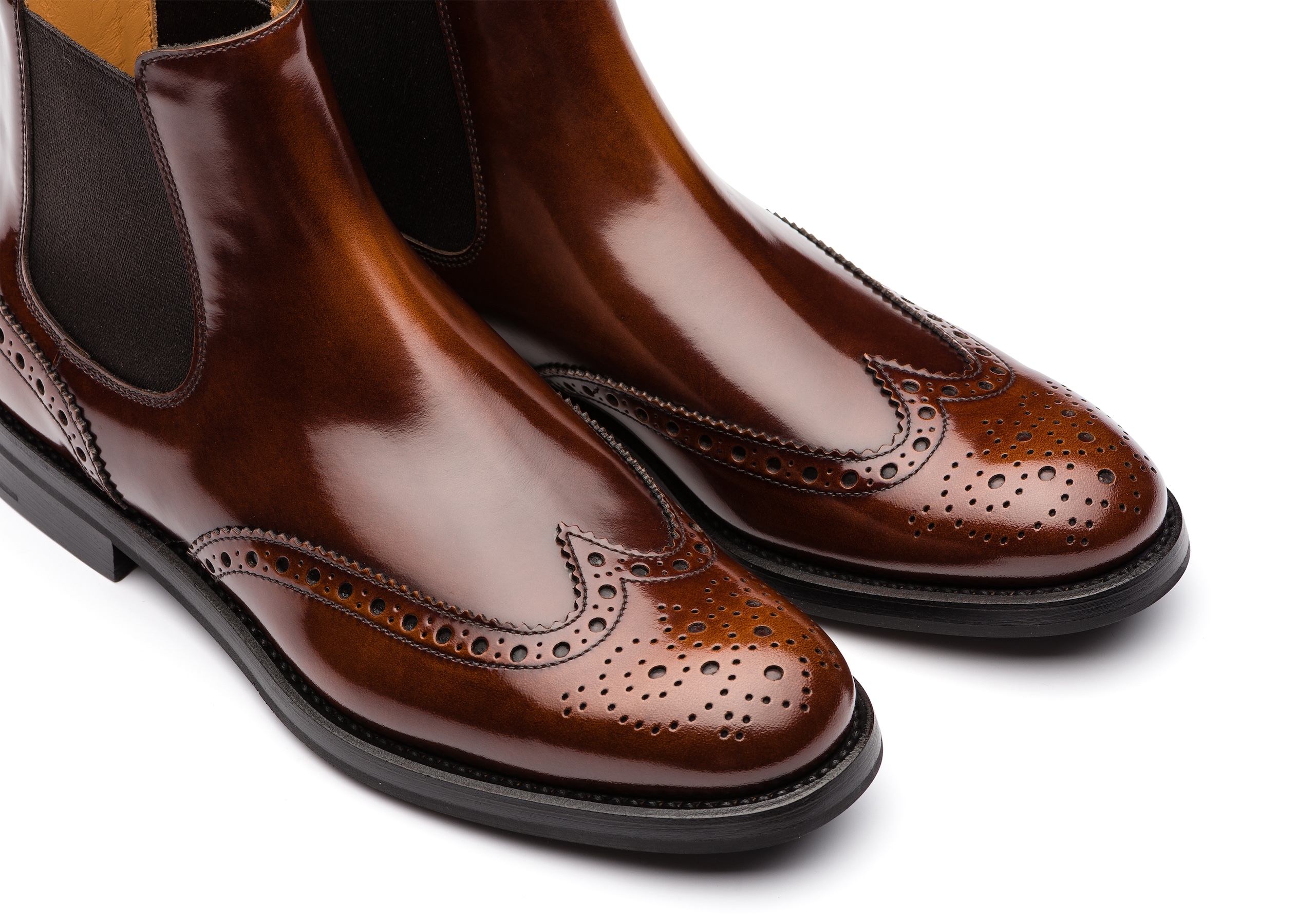 Ketsby wg Church's Polished Fumè Brogue Chelsea Boot Brown