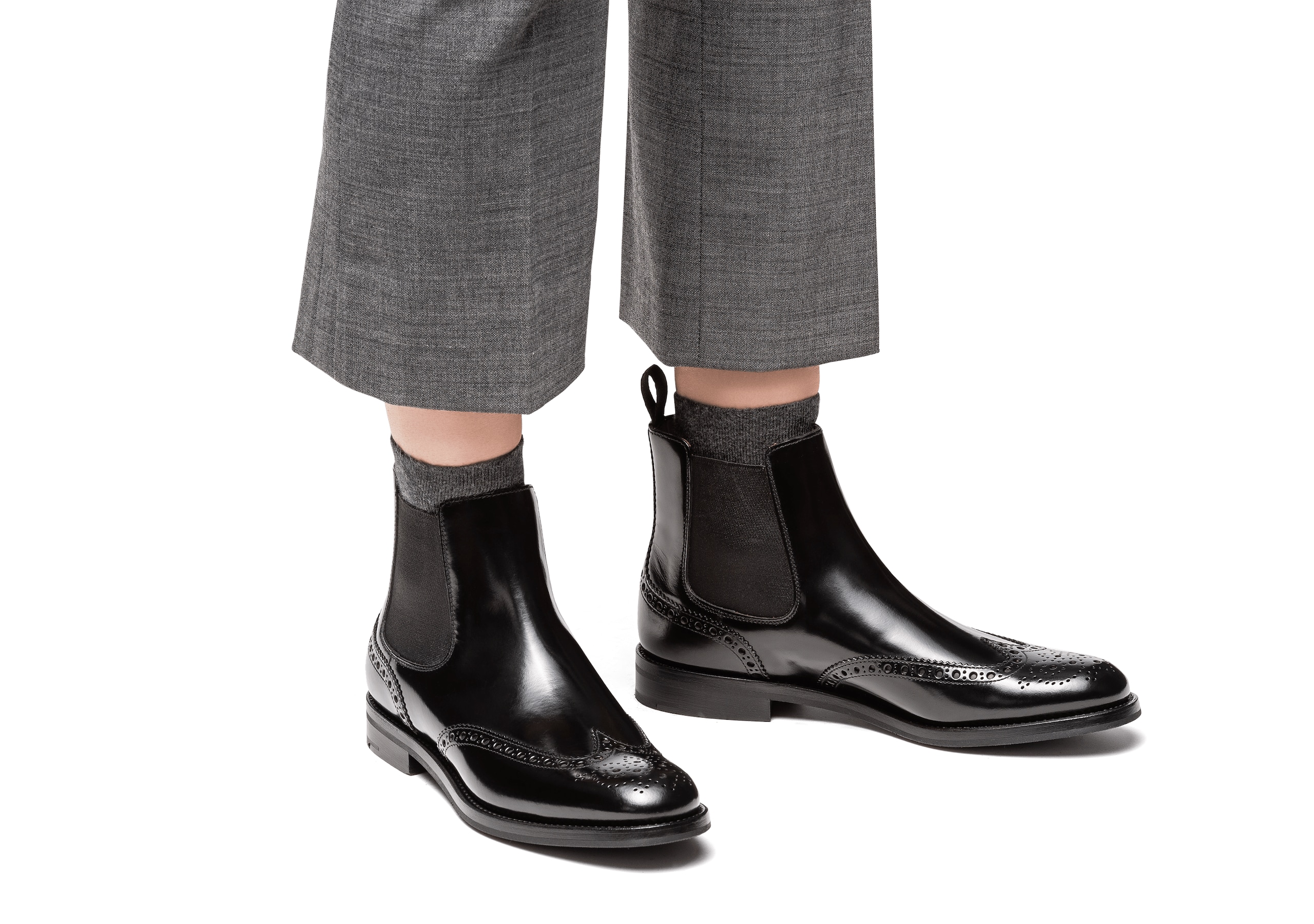 Ketsby wg Church's Polished Binder Brogue Chelsea Boot Black