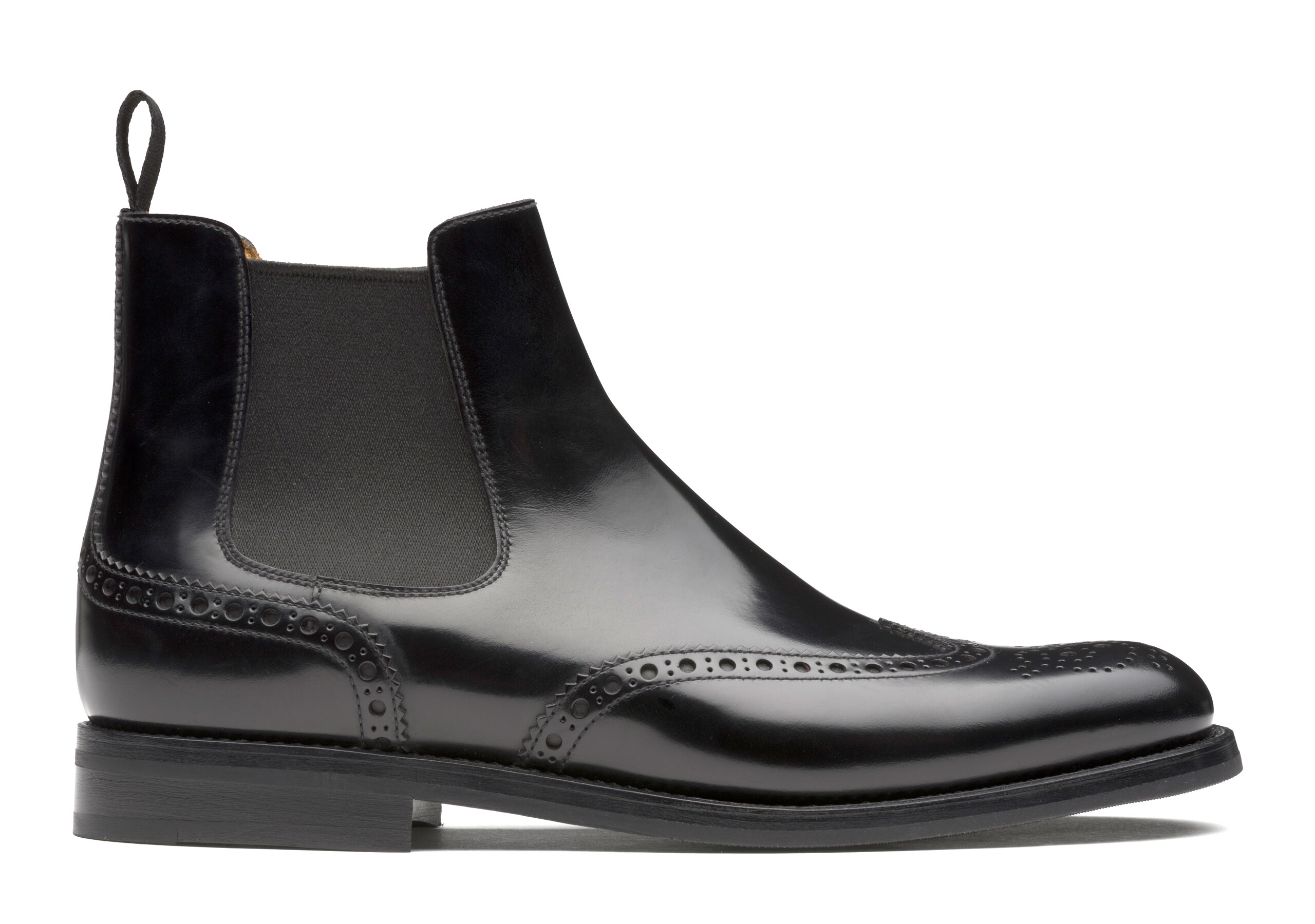 Ketsby wg Church's Stivale Chelsea Brogue in Pelle di Vitello Spazzolato Nero