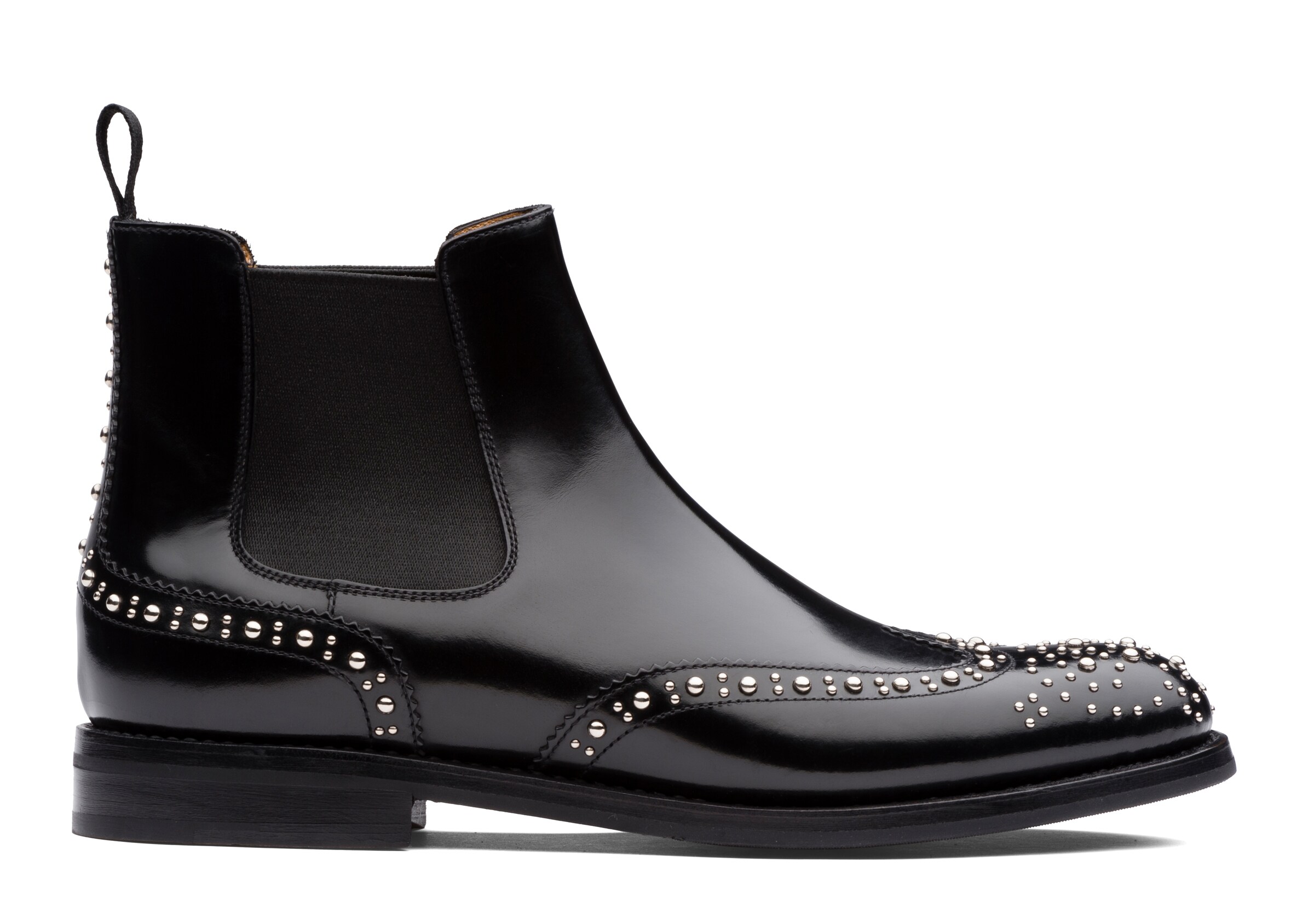 Church Polished Binder Chelsea Boot With Studs, Woman, Black, Size 42