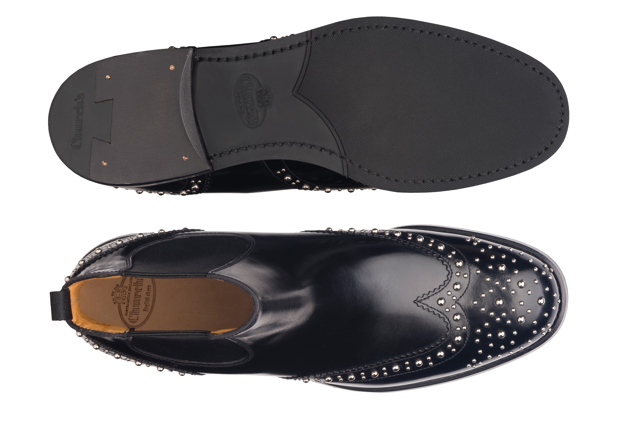 Ketsby met Church's ポリッシュドバインダー チェルシーブーツ スタッズ ブラック