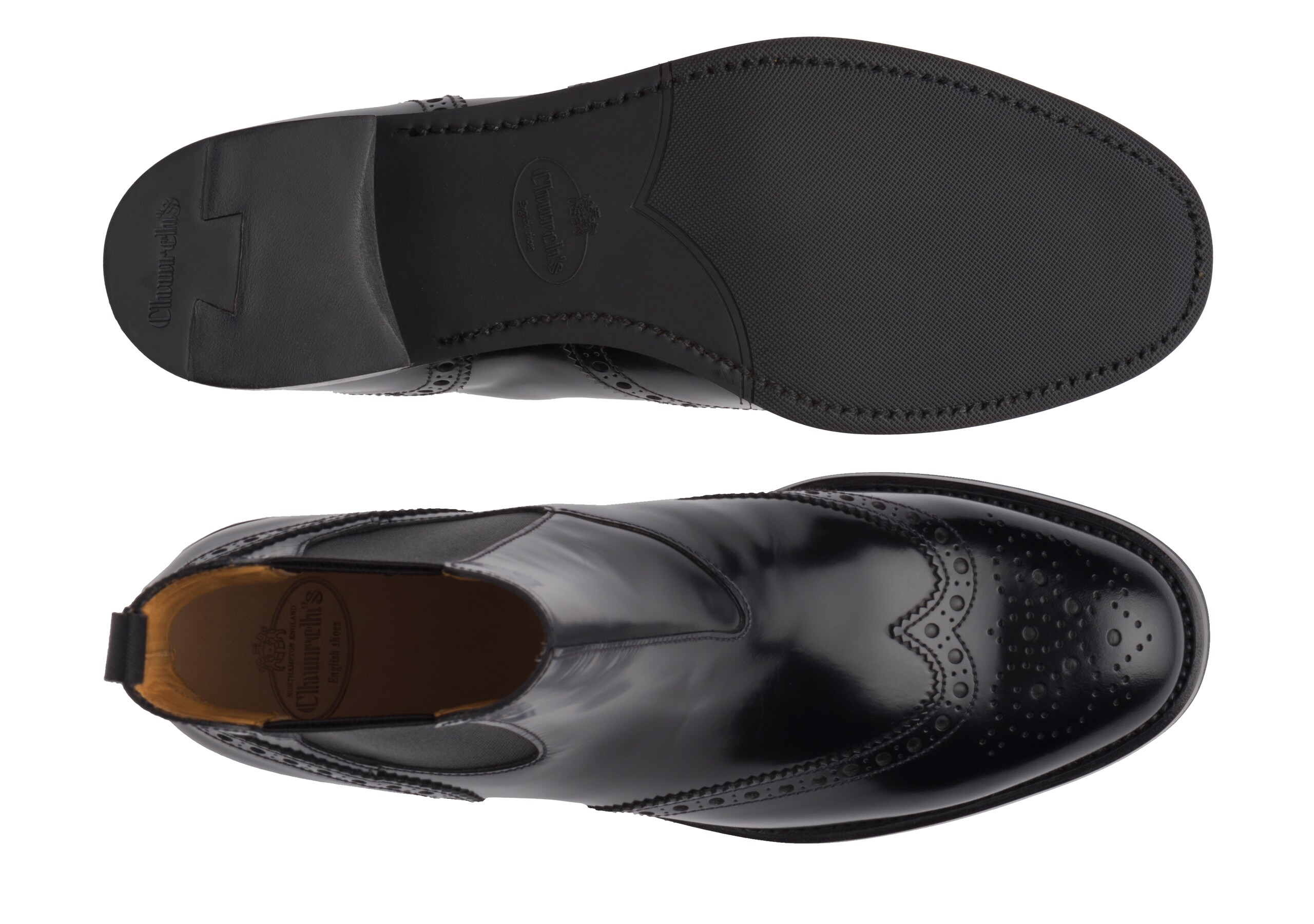 Estella r Church's Polished Fumè Chelsea Boot Brogue Black