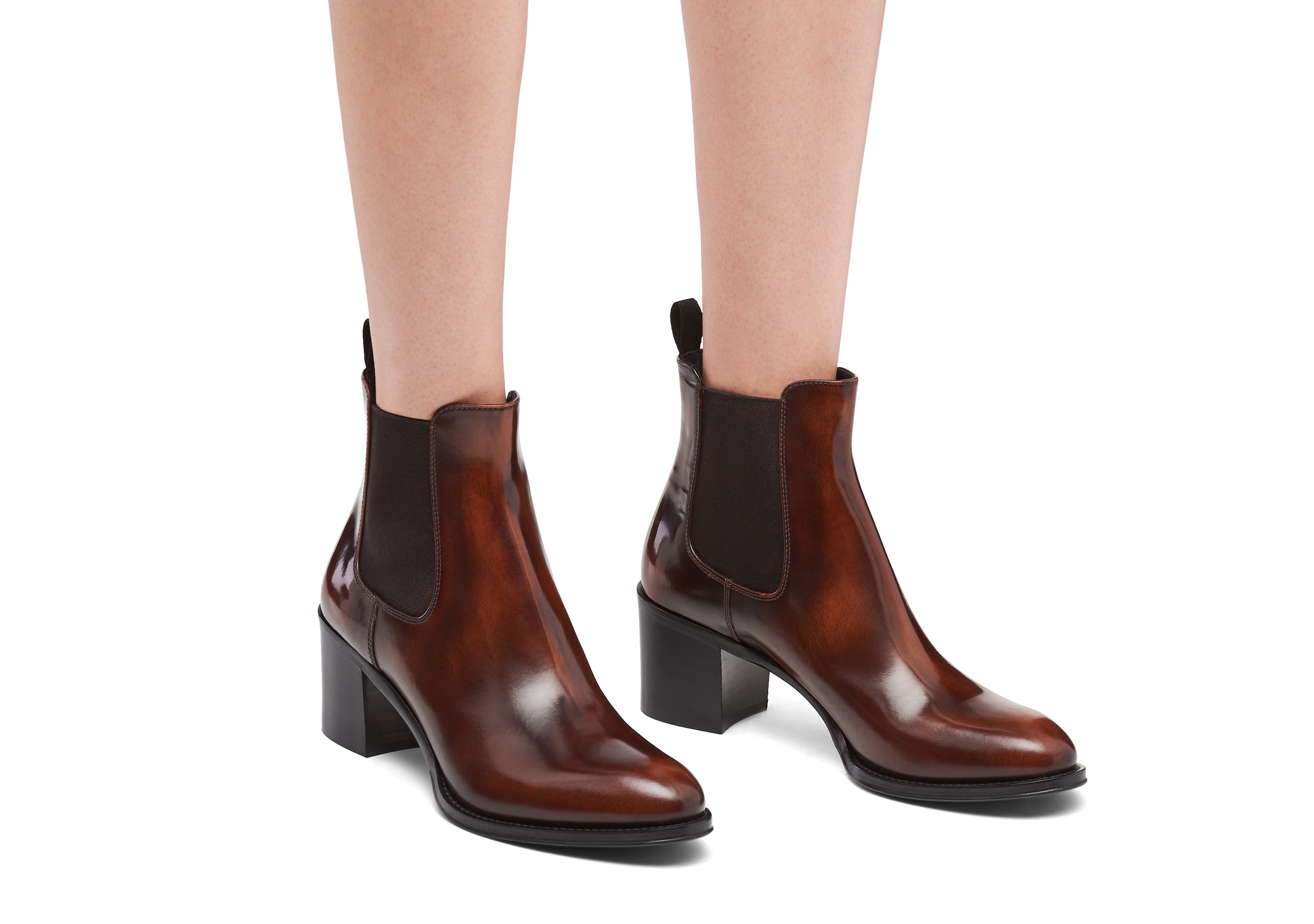 Shirley 55 Church's Polished Fumè Heeled Boot Brown