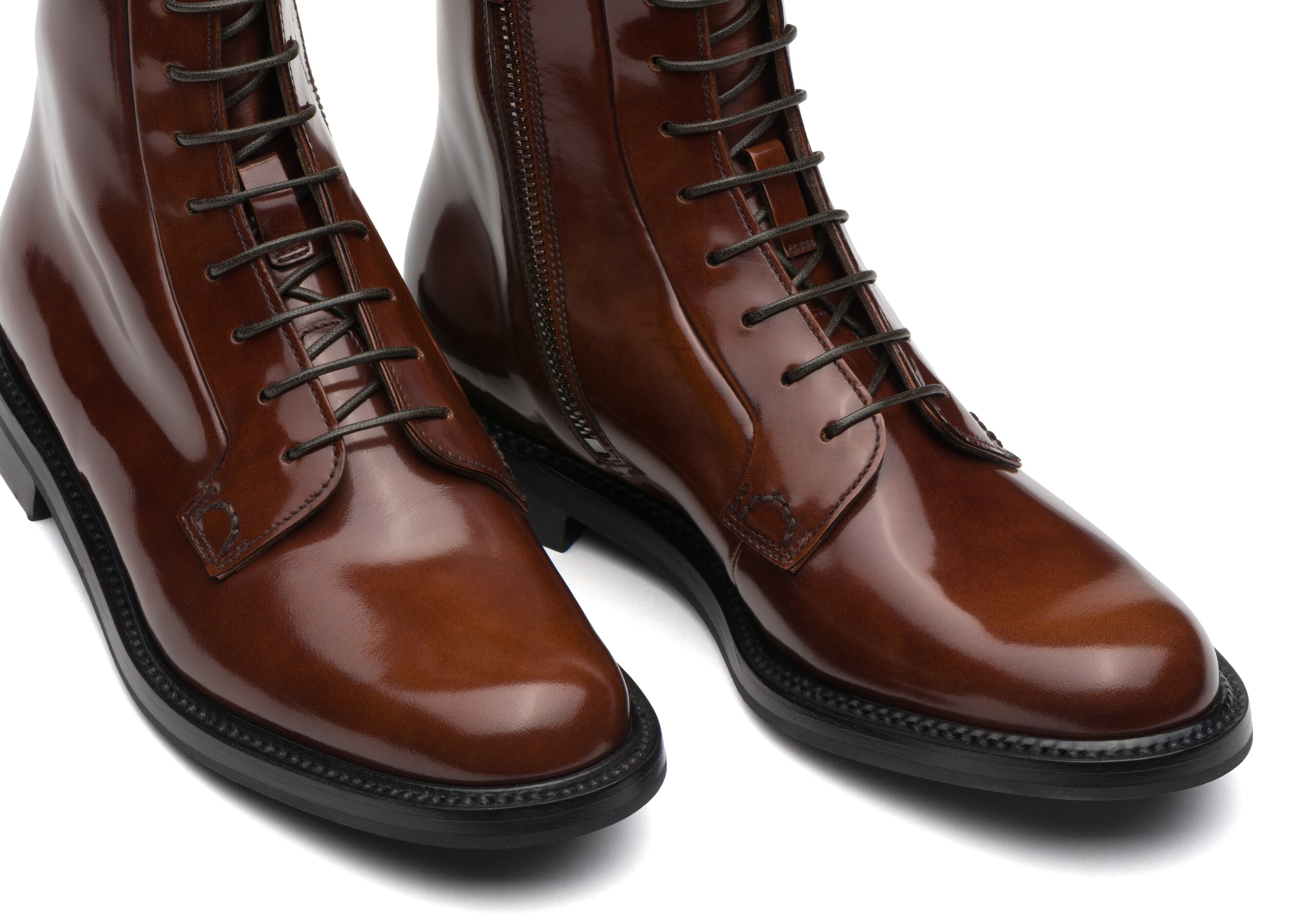 Alexandra Church's Polished Binder Lace Up Boot Brown