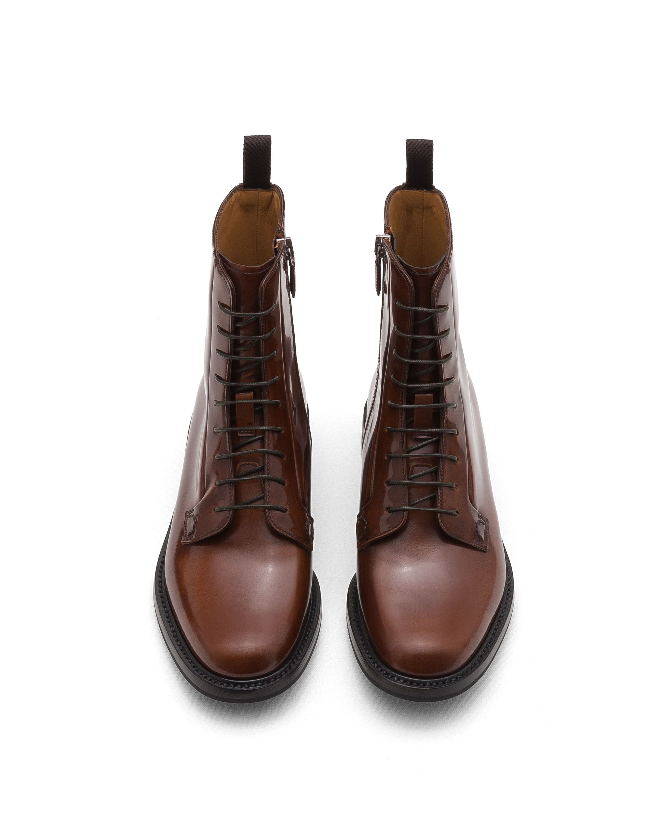 Alexandra Church's Polished Binder Lace Up Boot Brown
