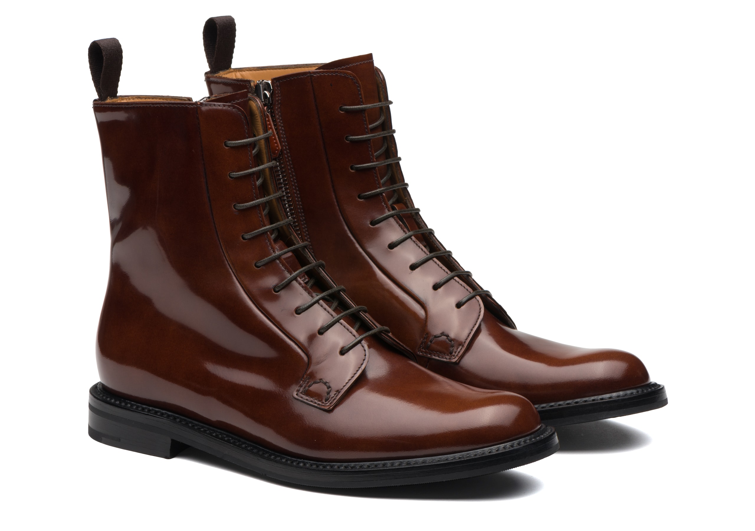 Alexandra Church's Polished Binder Lace Up Boot Brown