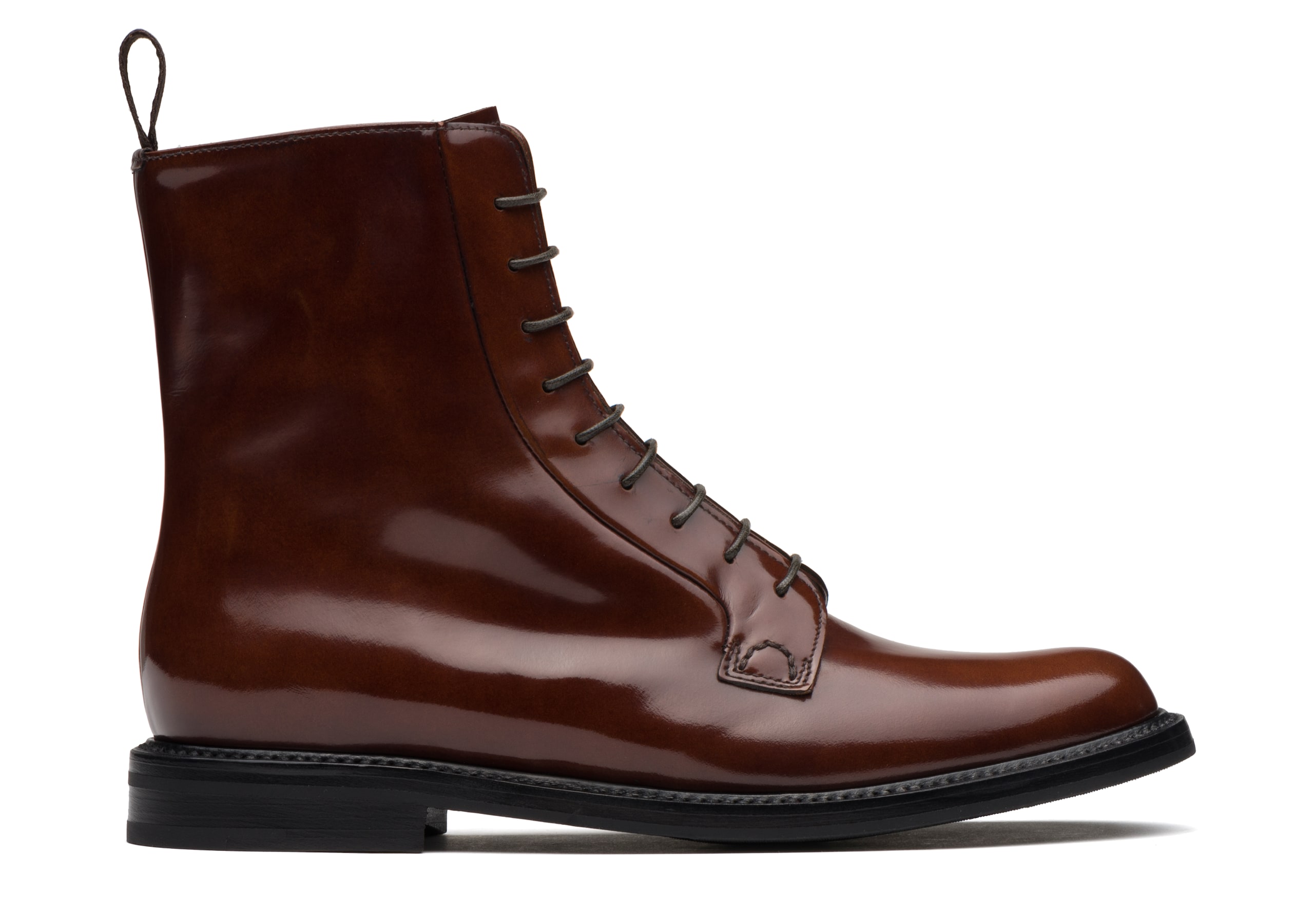 Alexandra Church's Polished Binder Lace Up Boot Brown