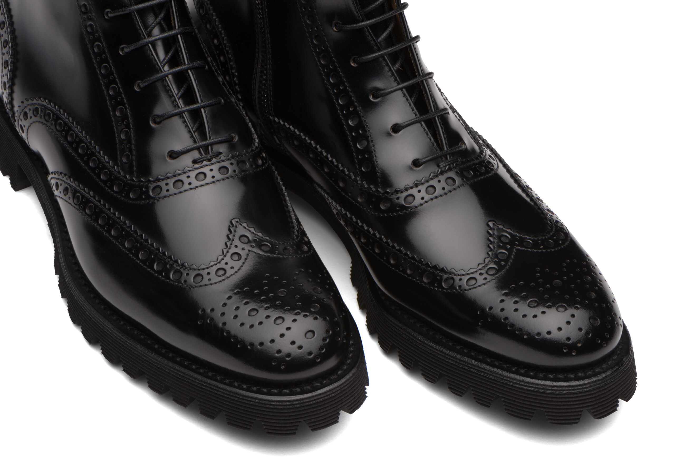 Cammy Church's Botte Richelieu à Lacets à Liant Poli Noir